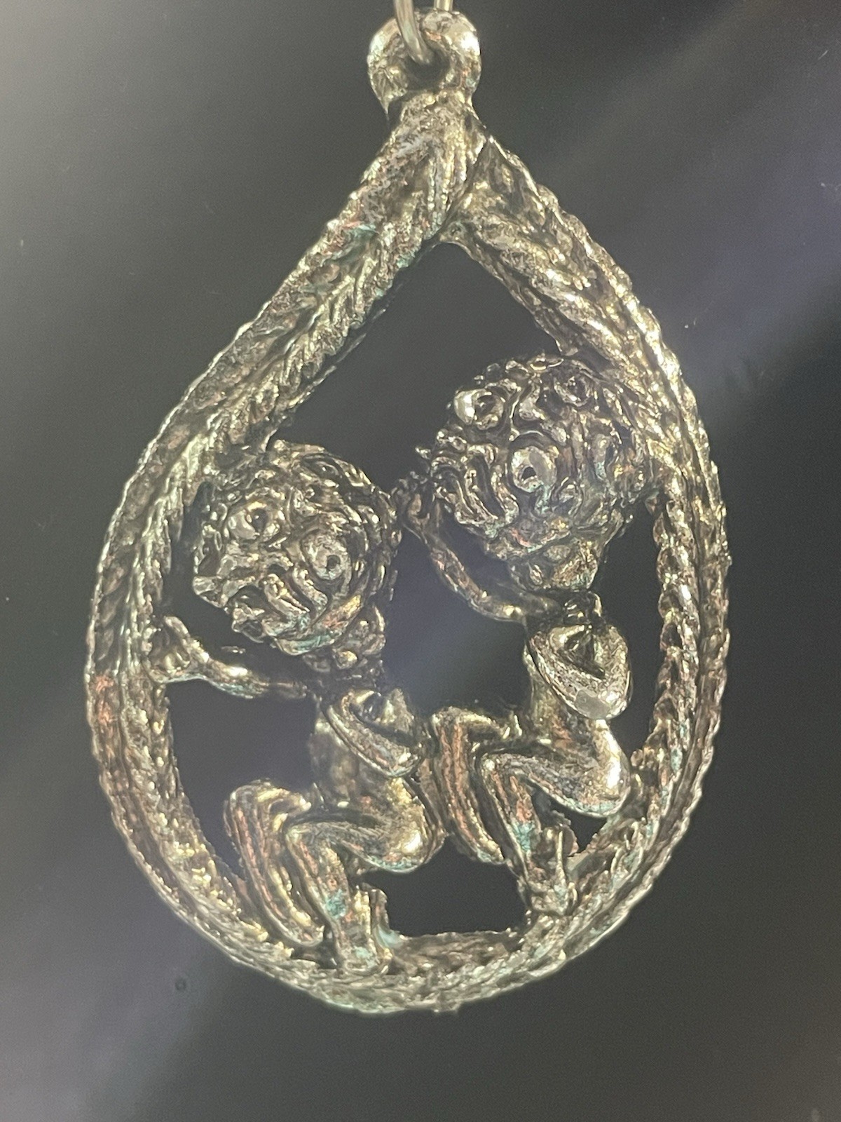 Vintage Cyvra Pixie/Sprite Silver Tone Pendant On A 24” Chain
