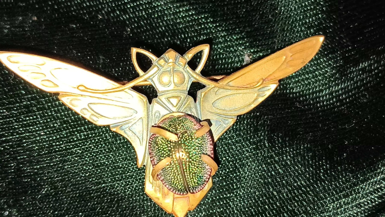 Antique French Art Nouveau Real Scarab Pendant