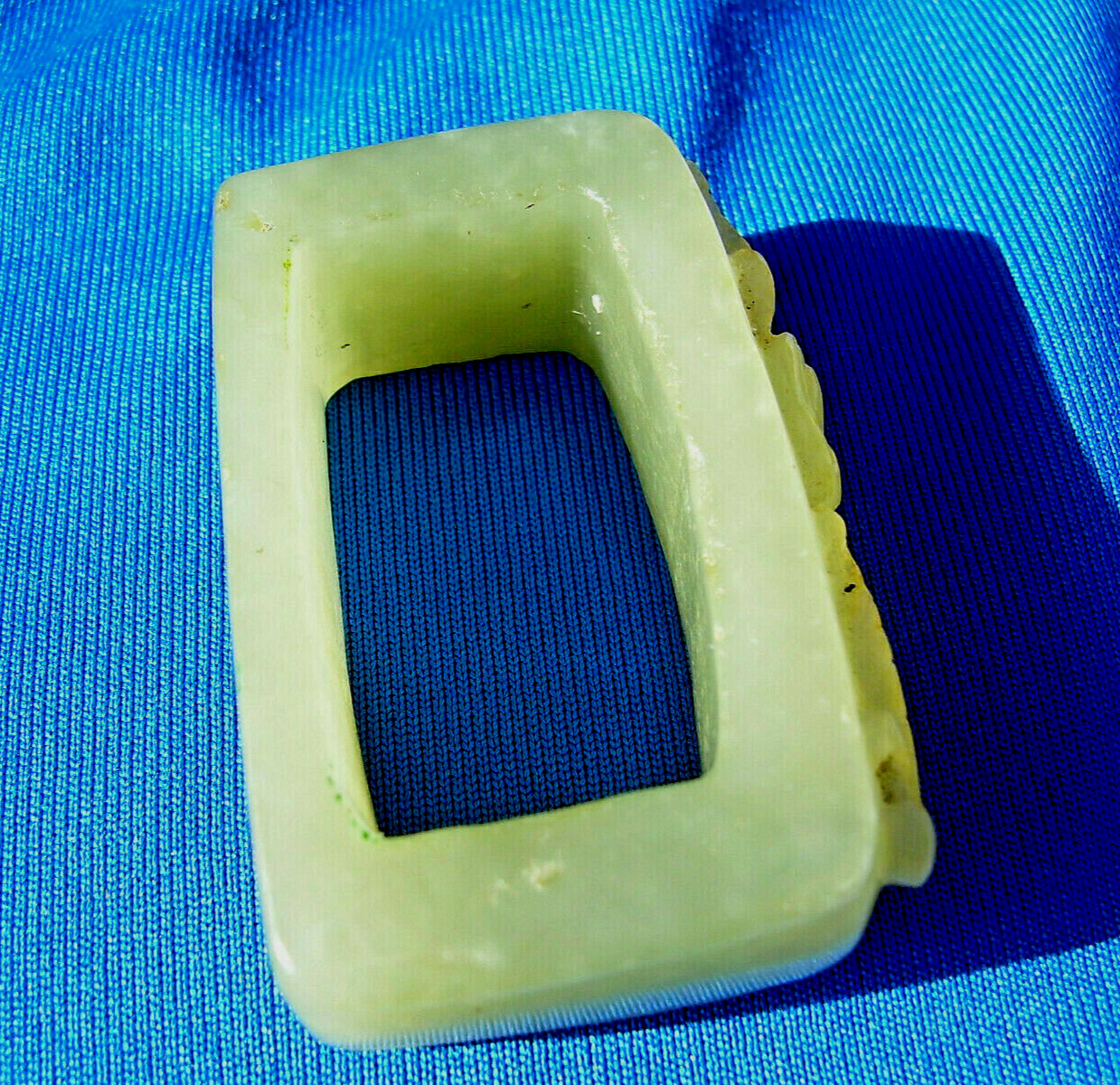 Original Art Deco Antique Old Green Gray Color JADE Sword Slide Guard Fitting