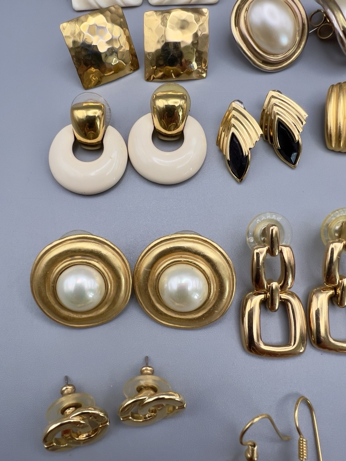 Vintage 1980s Pierced Earring Lot Gold Tone 45 Pairs Monet Trifari