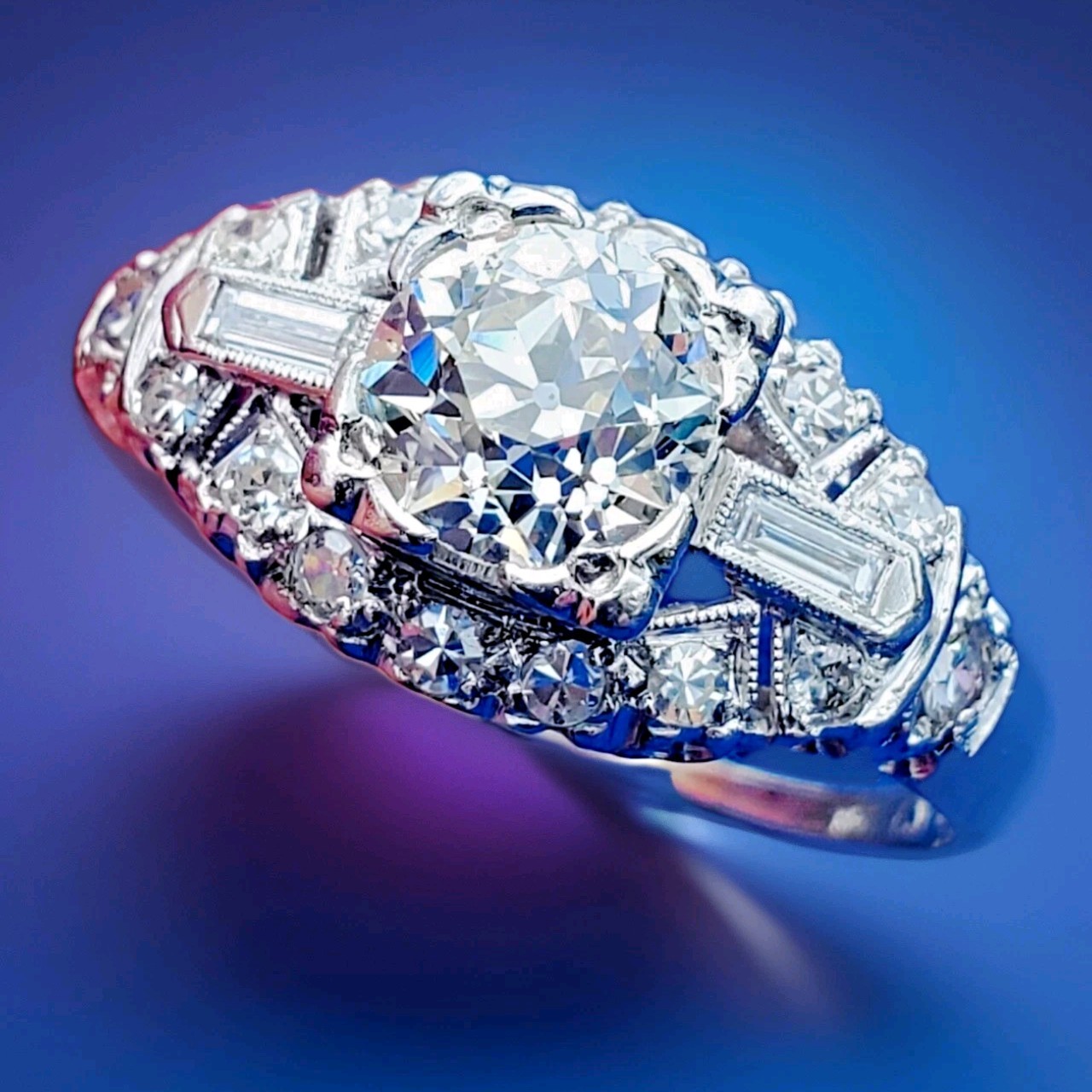 Original EARTH MINED DIAMOND Art Deco Engagement Ring Antique PLATINUM Solitaire