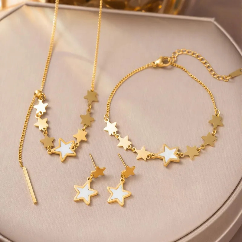 Real Gold Plated Star Titanium Steel Simple Style Commute Waterproof Non Tarnish