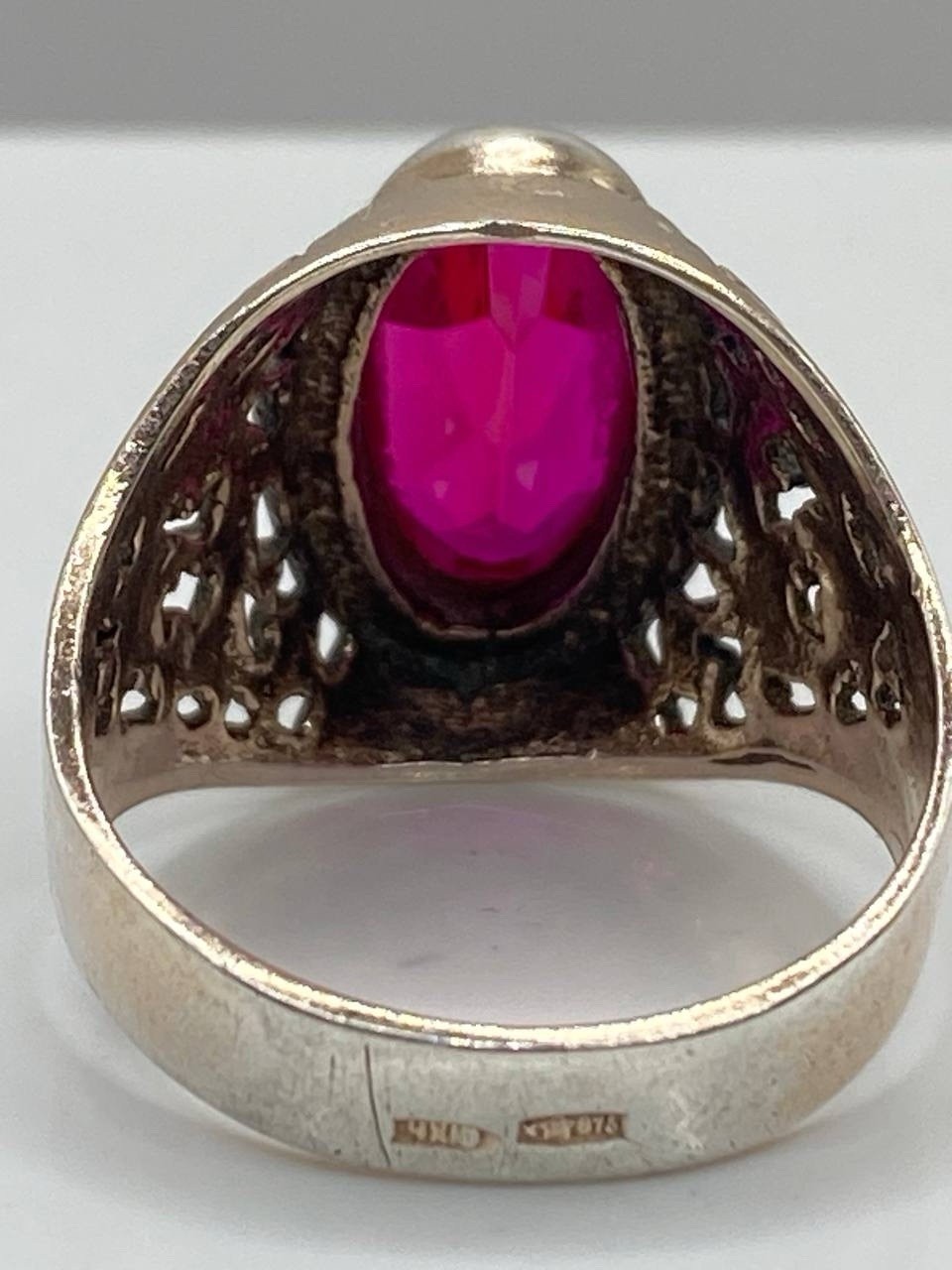 Vintage Silver 875 Soviet Ring Corundum Women’s Jewelry
