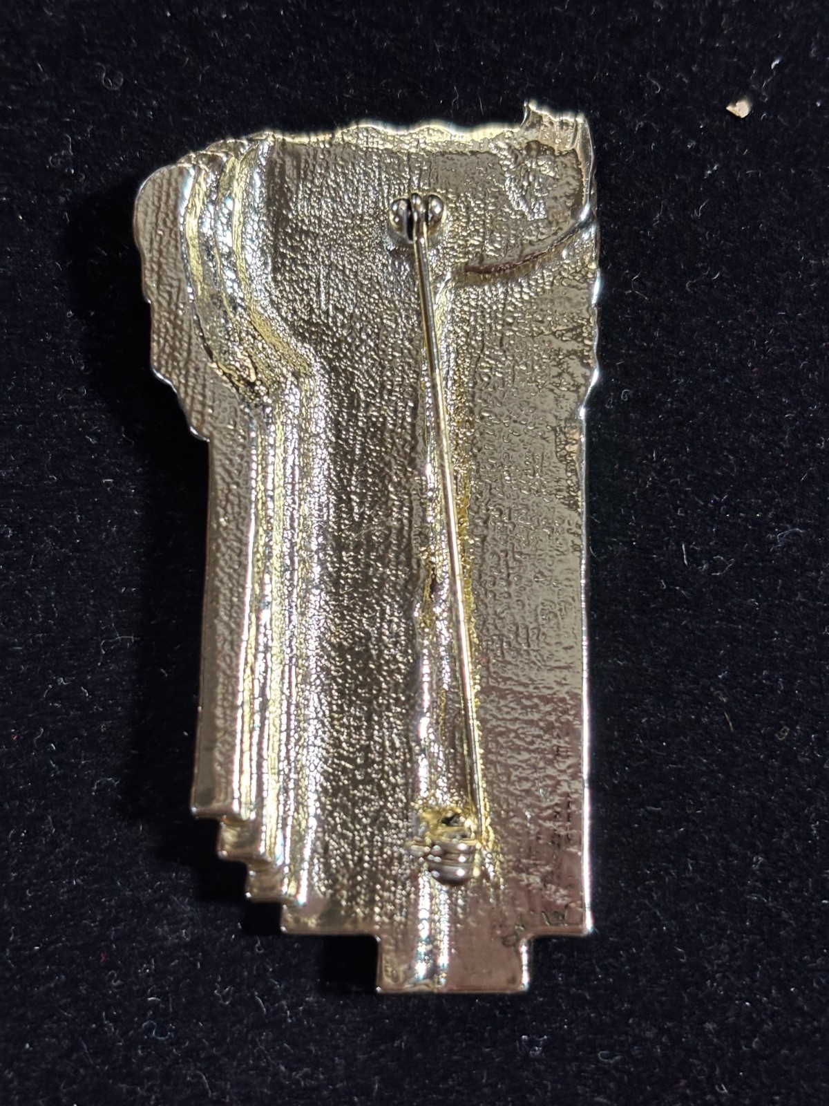 Art Deco Mulitple Faced Brooch Pin 1980’s Brushed Gold tone