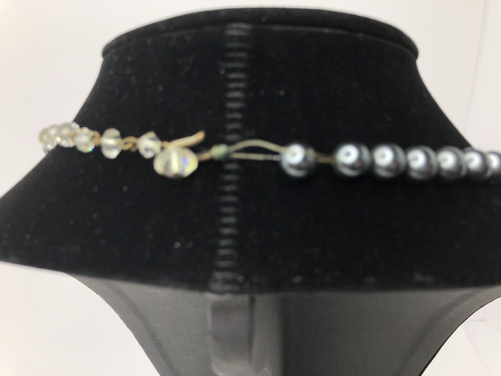Necklace Costume Jewelry Vintage Long Dark Grey Round Beads