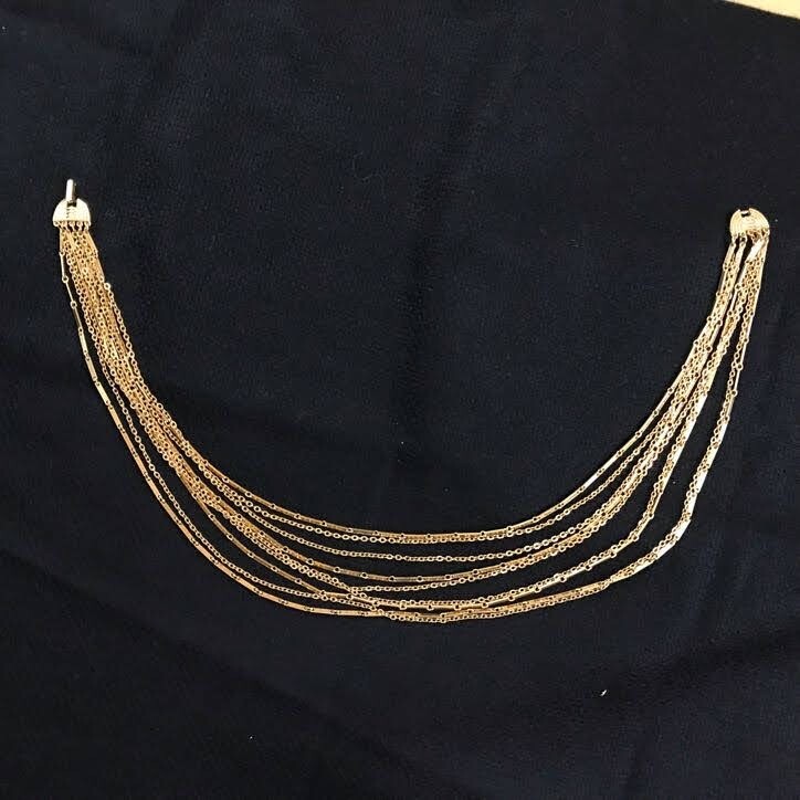 Vintage Gold Tone Mixed Chain Multi-Strand Layered Statement Choker Retro