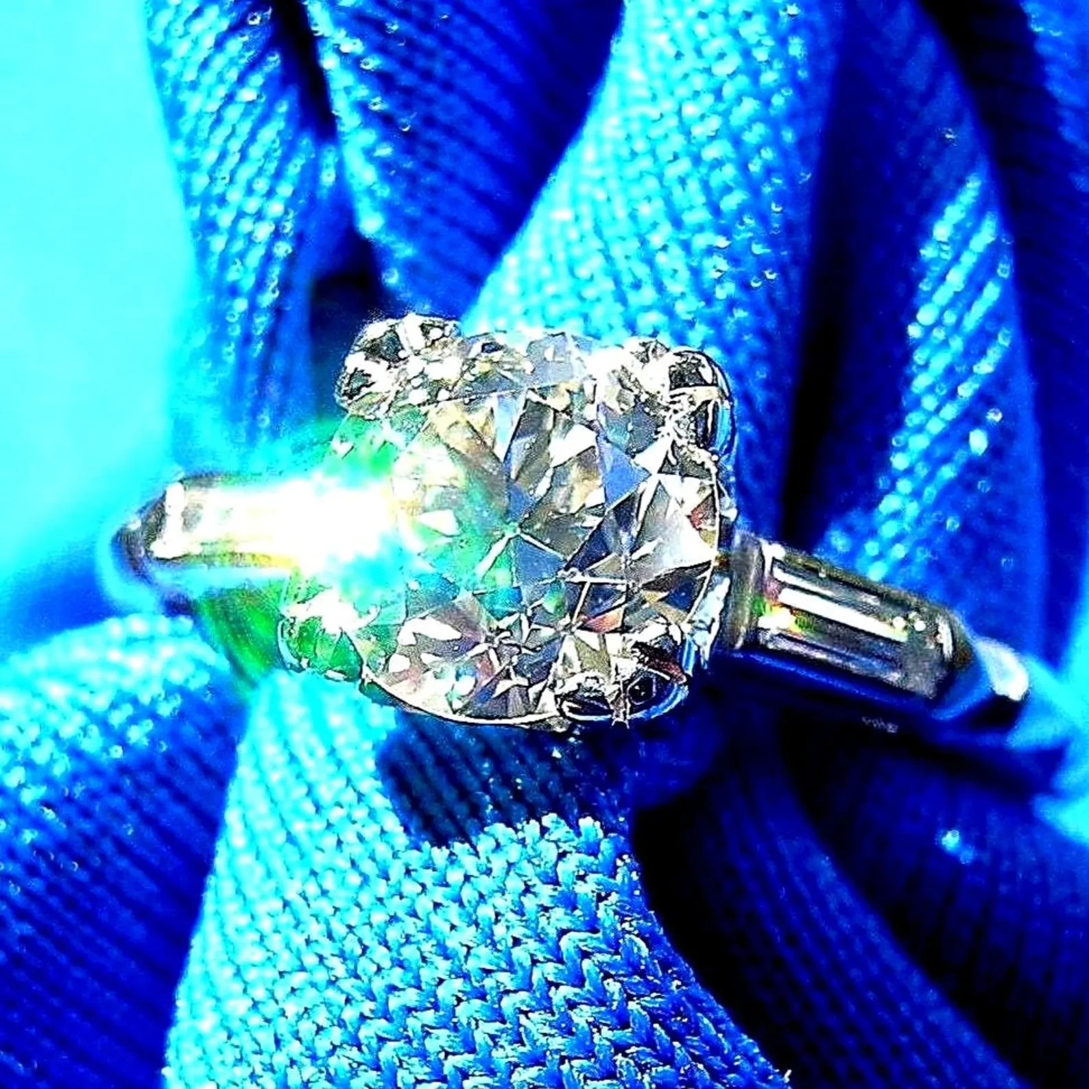 Original EARTH MINED DIAMOND Deco Engagement Ring Vintage PLATINUM Solitaire 7.5