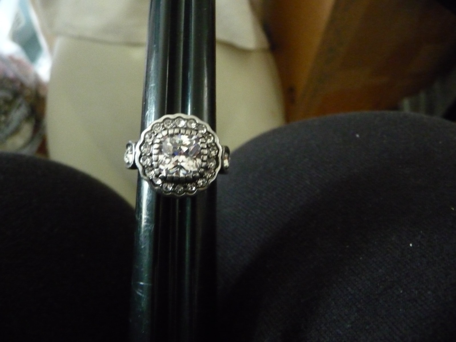 BAGUETTE SQUARE & SOLITAIRE FAUX DIAMONDS SZ 7 RING #8/19-C