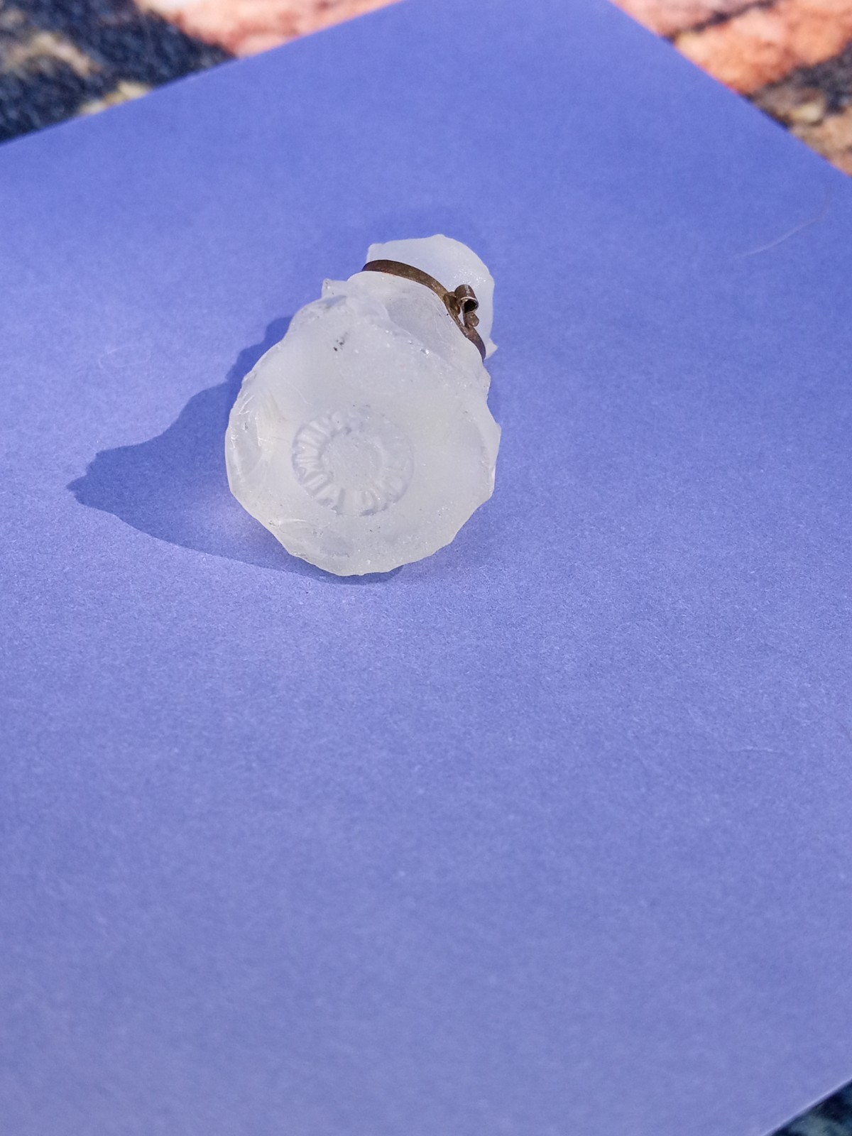 Antique, Vintage, Czech Clear Pug, Bulldog Cracker Jack Glass Charm, Prize, 1″