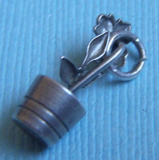 Vintage 40’s flower pot with flower sterling charm
