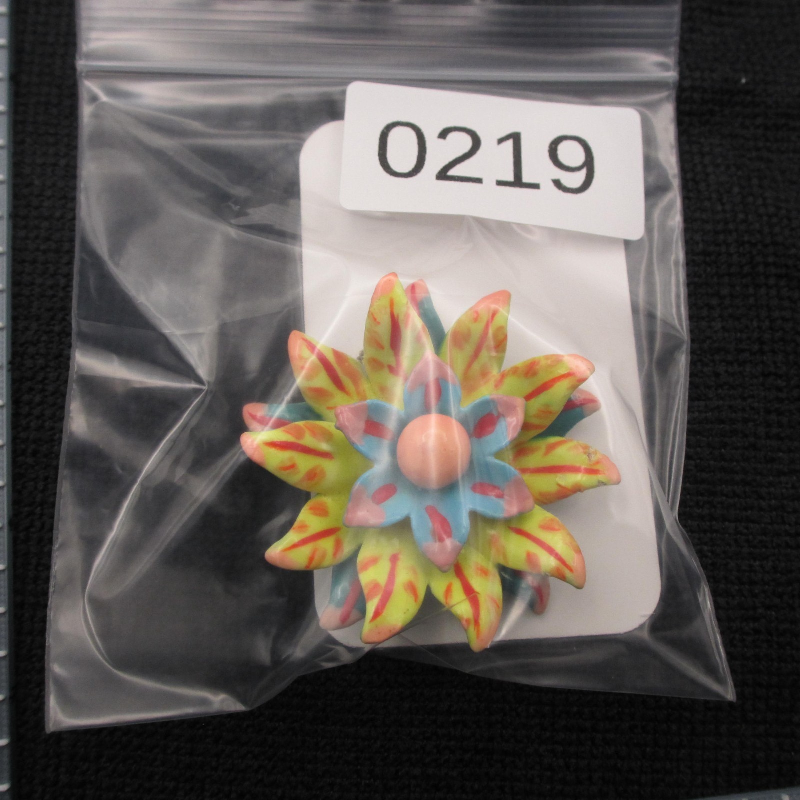 Vintage Enamel Flower Brooch Layered Multicolor SOME ENAMEL NICKS