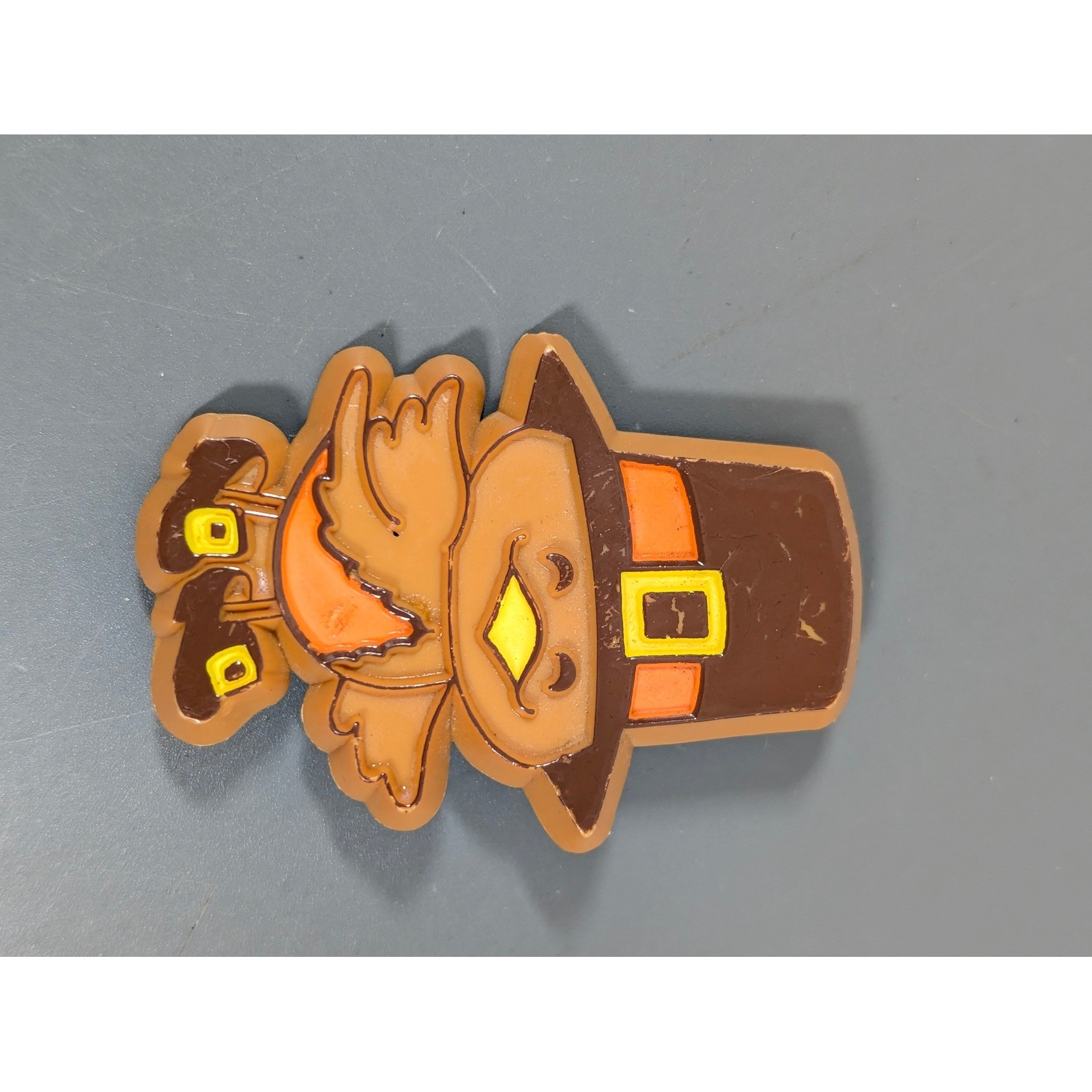 Vintage Hallmark Thanksgiving Pilgrim Boy Plastic Lapel Pin Fall Holiday Brooch