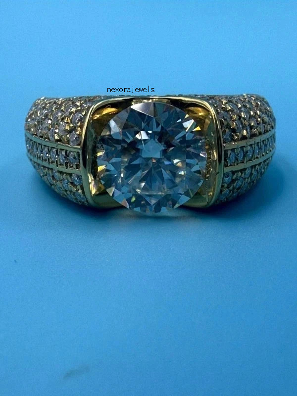 2.35Ct VVS1 Round Cut Lab-Created Diamond Men’s Wedding 14K Yellow Gold FN Ring