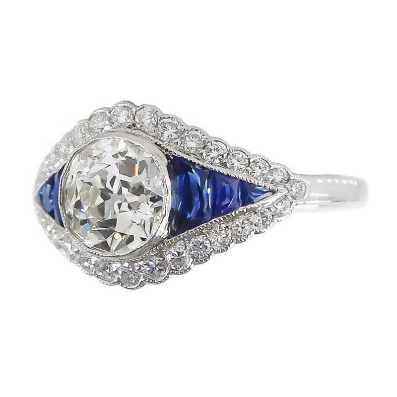 2Ct Art Deco Vintage Style Lab Created Diamond Engagement 14K White Gold FN Ring