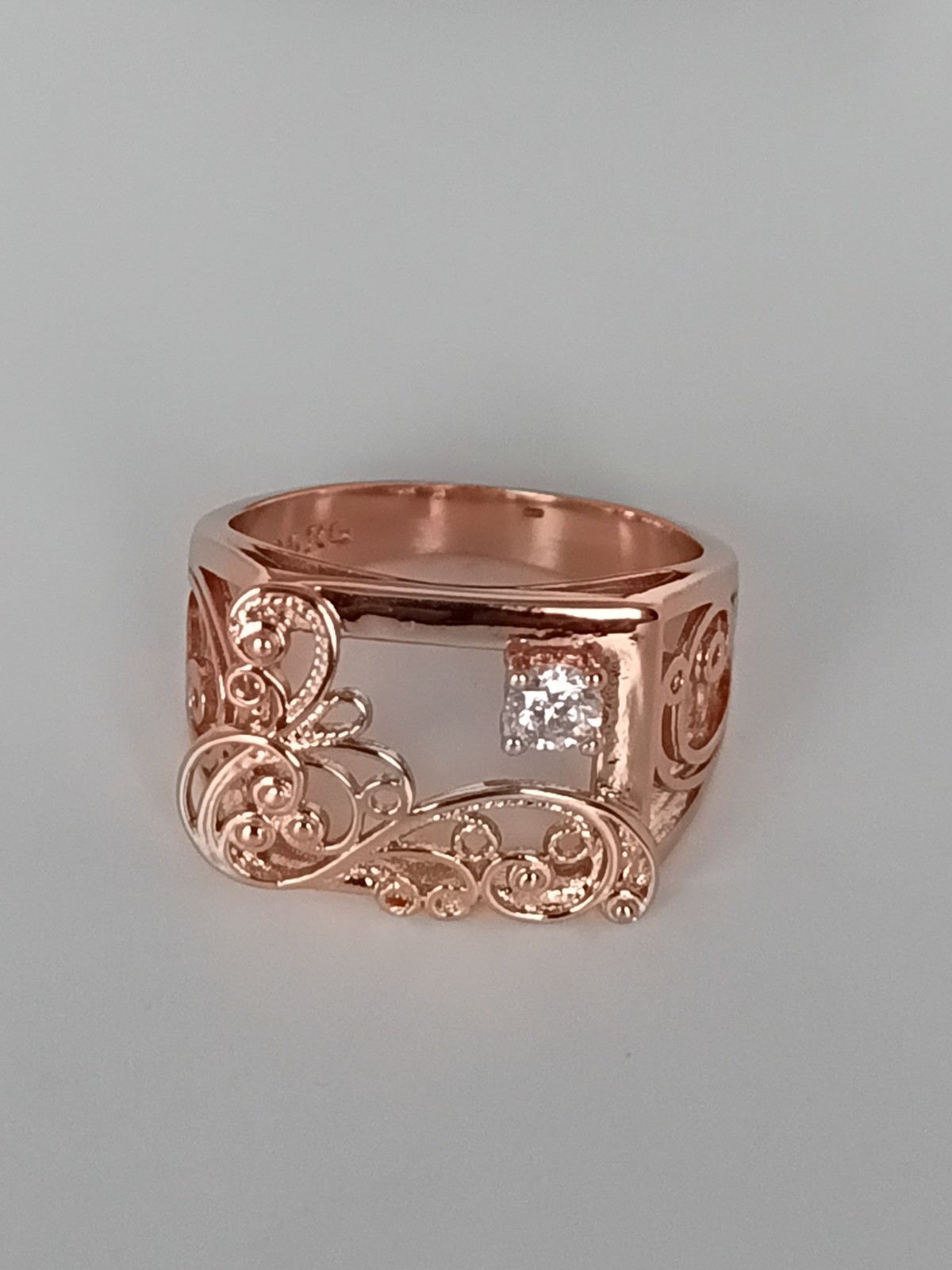 Vintage 1990-s 14 Ct Rolled Gold Zircon Ring Size UK P US 7 1/2- Hallmarked!