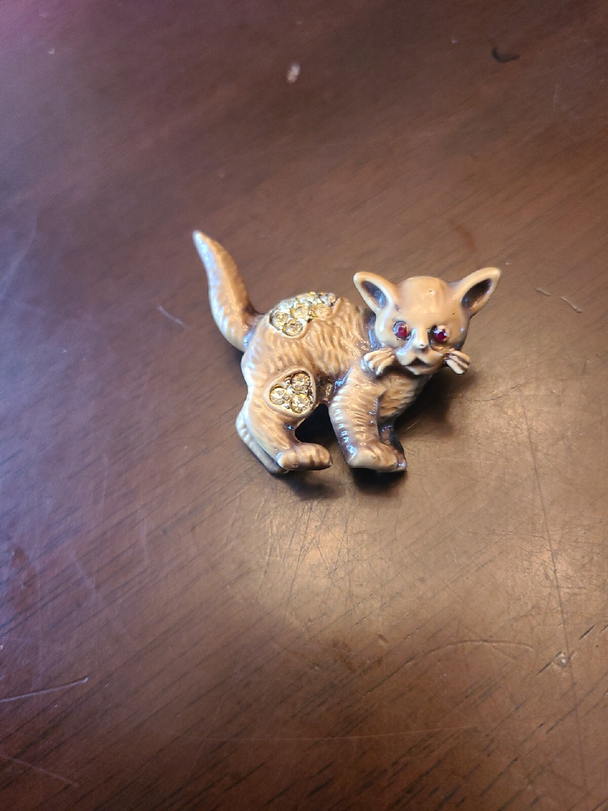 Vintage Brown Tone Rhinestone Pin Brooch, See Pictures, A Little Creepy, LOL
