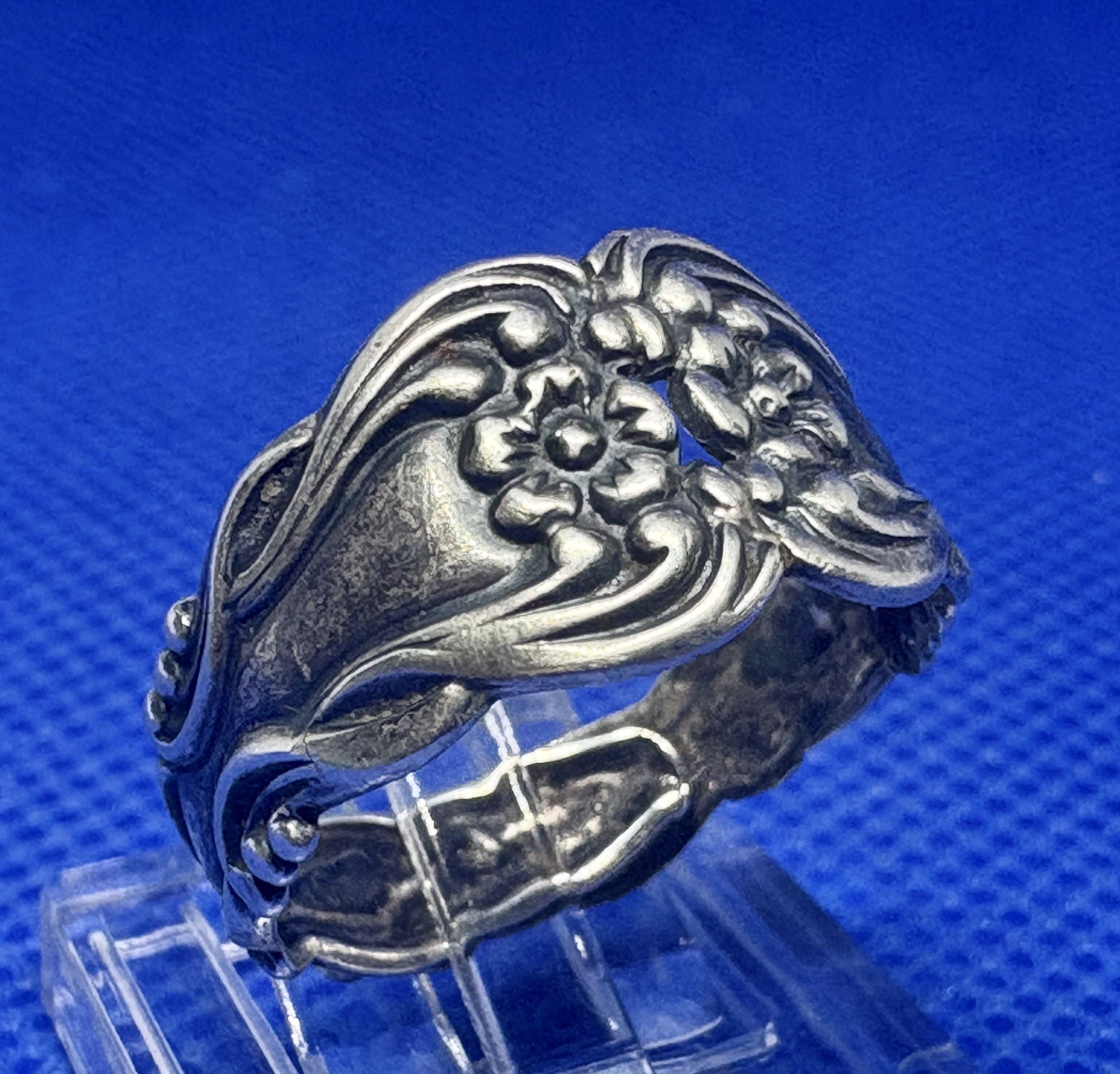 (26) 1920-1930s Antique Vintage 925 Sterling Silver Ring Adjustable – Floral