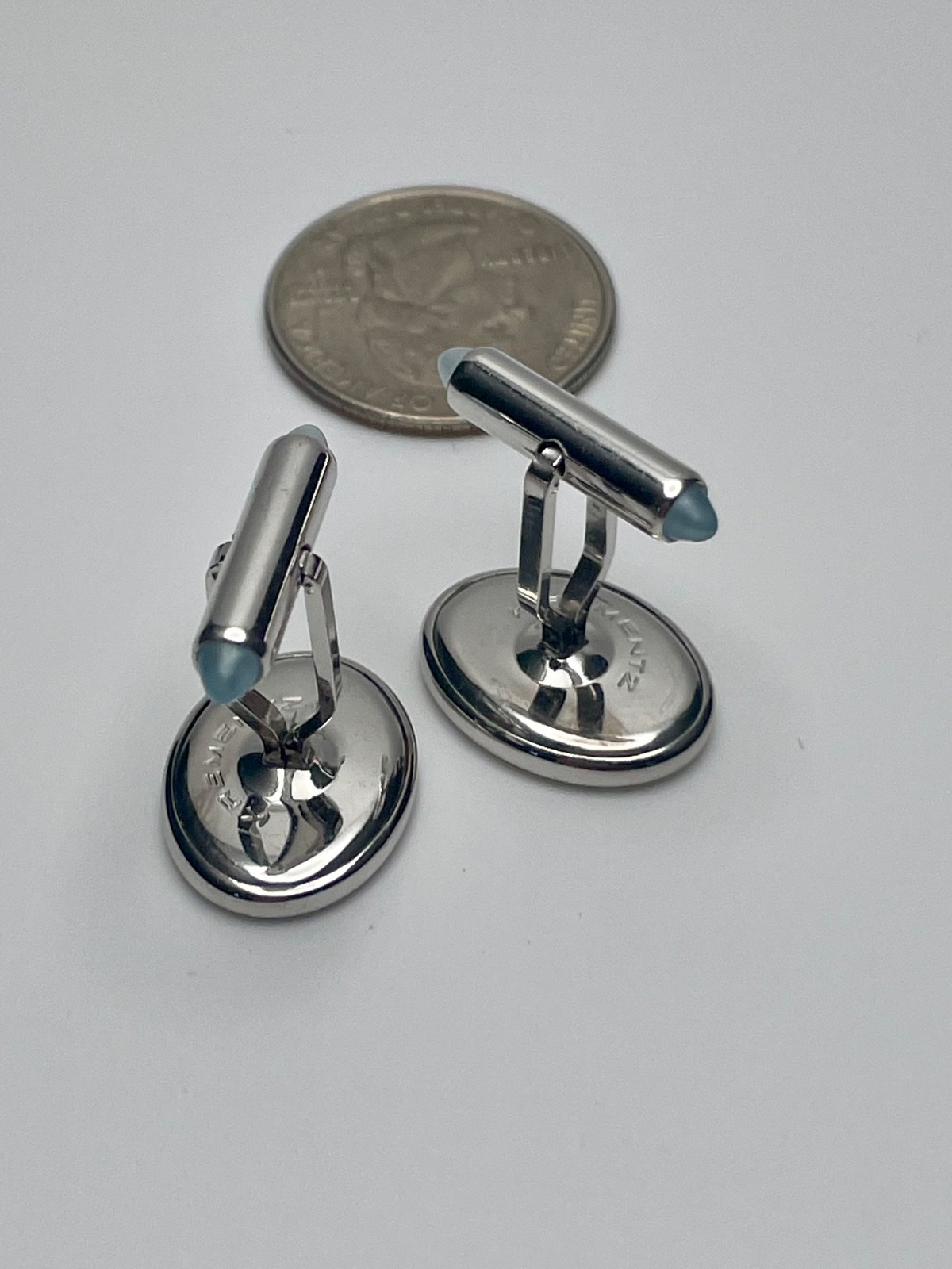 Vintage Krementz 14K White Gold Overlay Brushed Finish Minimalist Cufflinks