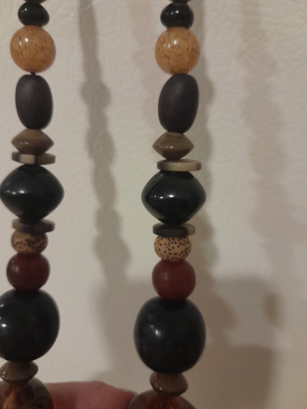 Vintage Teresa Goodall necklace signed ~multiple beads one carved bead Artisan