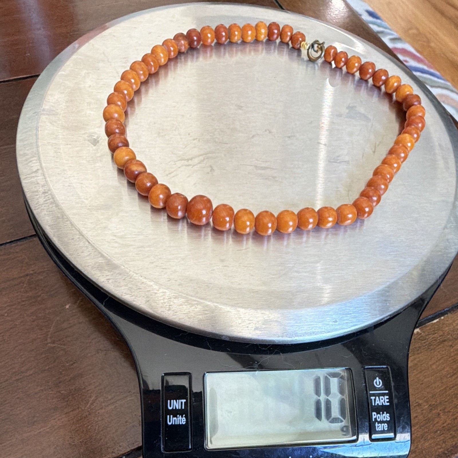 Antique Baltic Amber Necklace Egg Yolk Butterscotch Graduated Beads 10g Pre-1920