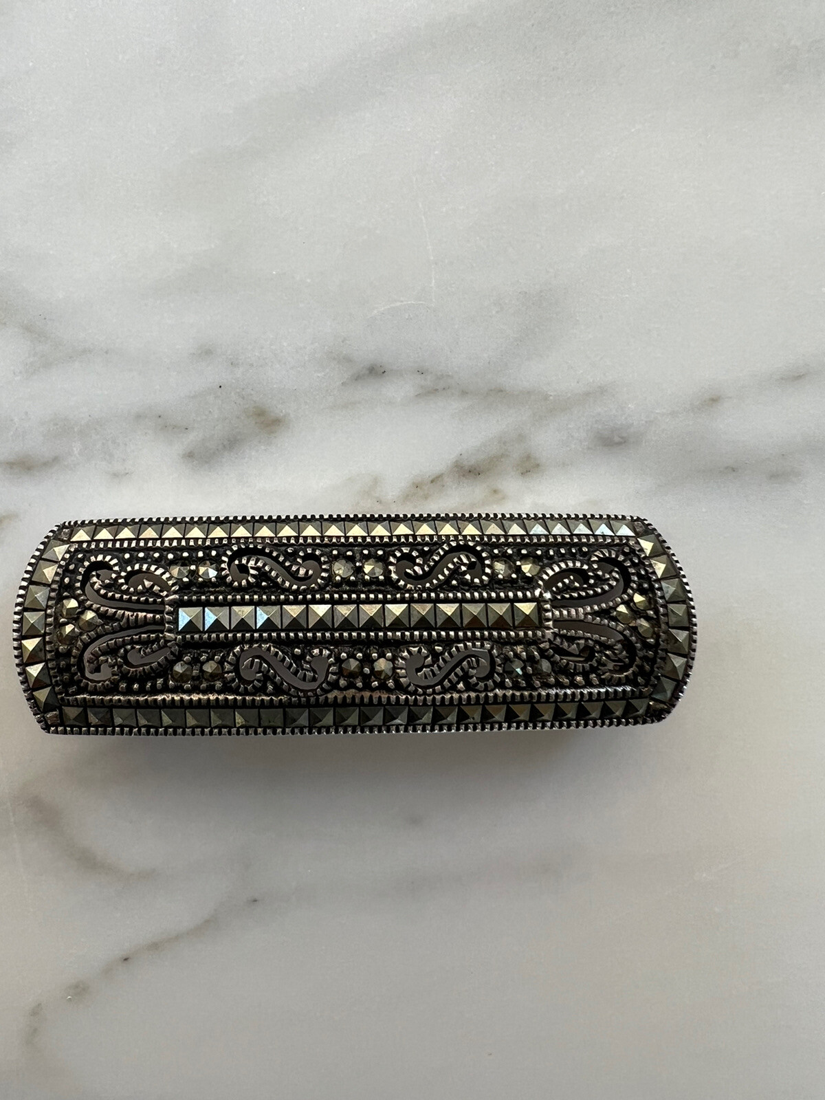 Judith Jack Sterling Bar Marcasite Brooch 2” x .75” sterling…excellent condition