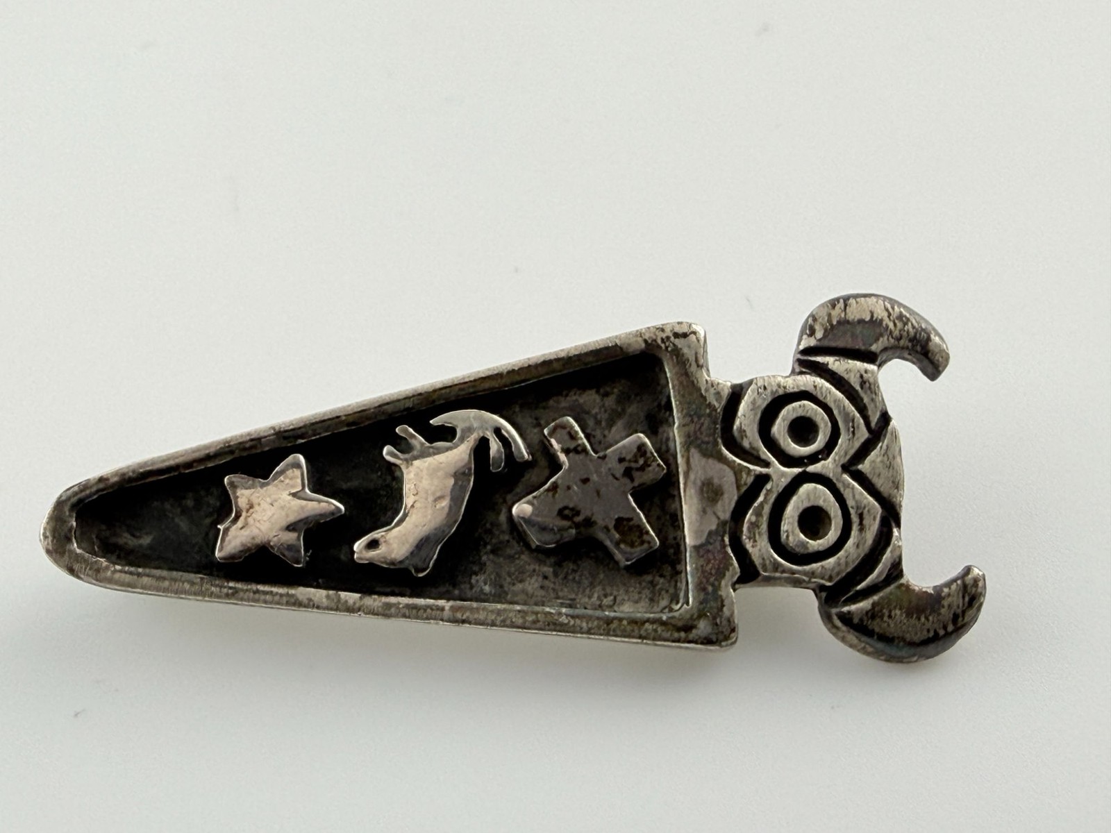 Vintage Signed Creature Kritters Sterling Silver Totem Design Pin Brooch 4.7g