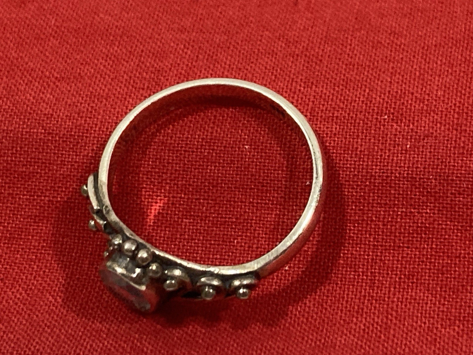 Vintage 925 Sterling Silver Southwestern Aquamarine Stone Band Ring SIZE 6.75/7
