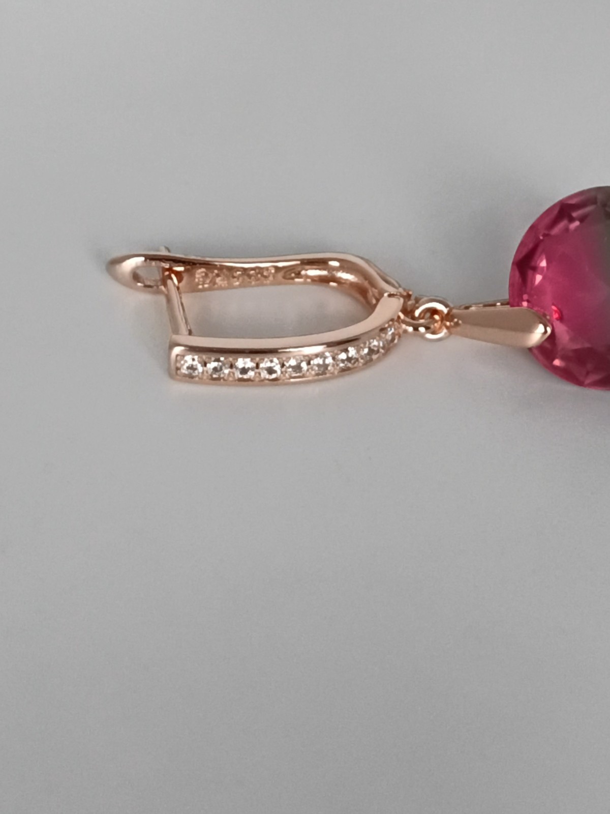 Vintage 1990-s 14 Ct Rolled Gold Ruby / Zircons Earrings-Hallmarked 585 RG