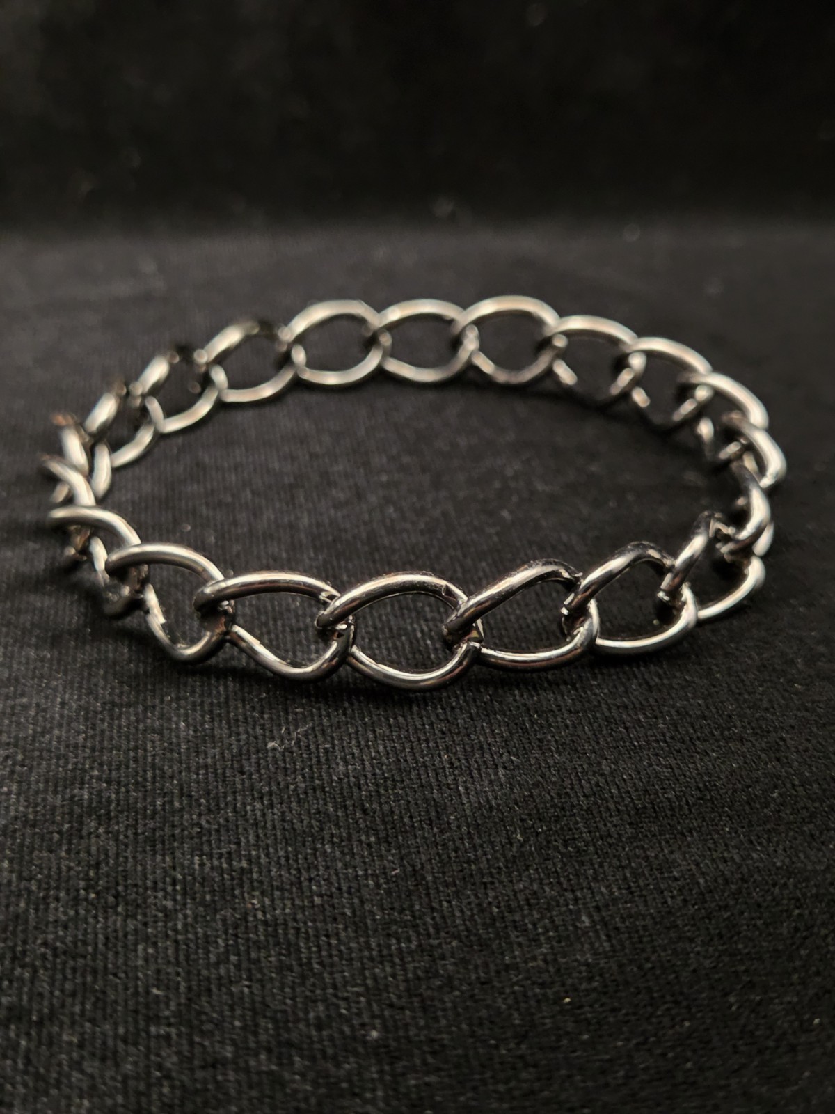 Vintage Stainless Steel Chain Link Cuff Bracelet Silver Tone Heavy Punk