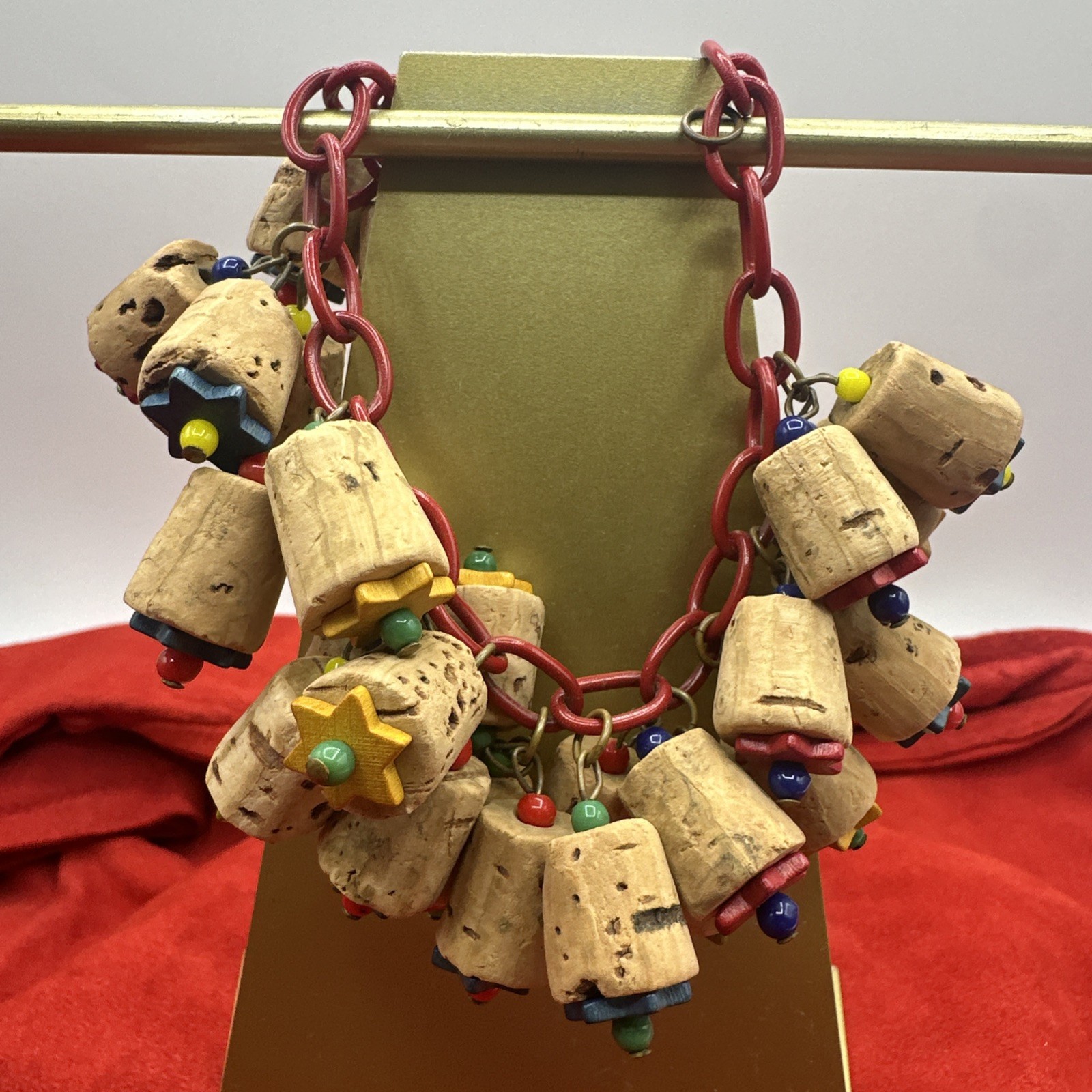 Exclusive Depression Era Cork and Multicolored Bakelite Bracelet. See pics.