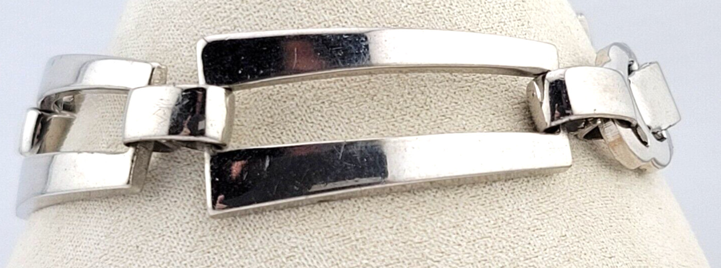 😍Vintage Signed Sperry MCM Rhodium Plate Wide Chain Statement Runway Bracelet