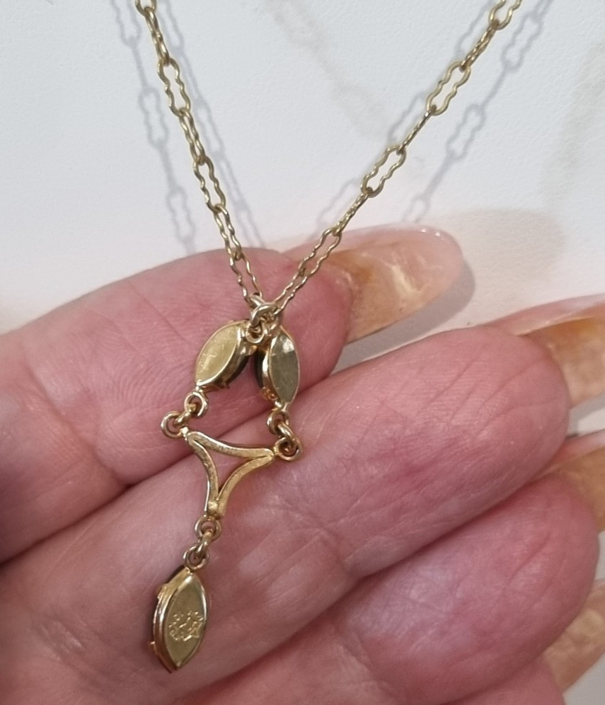 Vintage Rare Collectible c1940s -50s ART 12k gold fill Real Jade Necklace Video