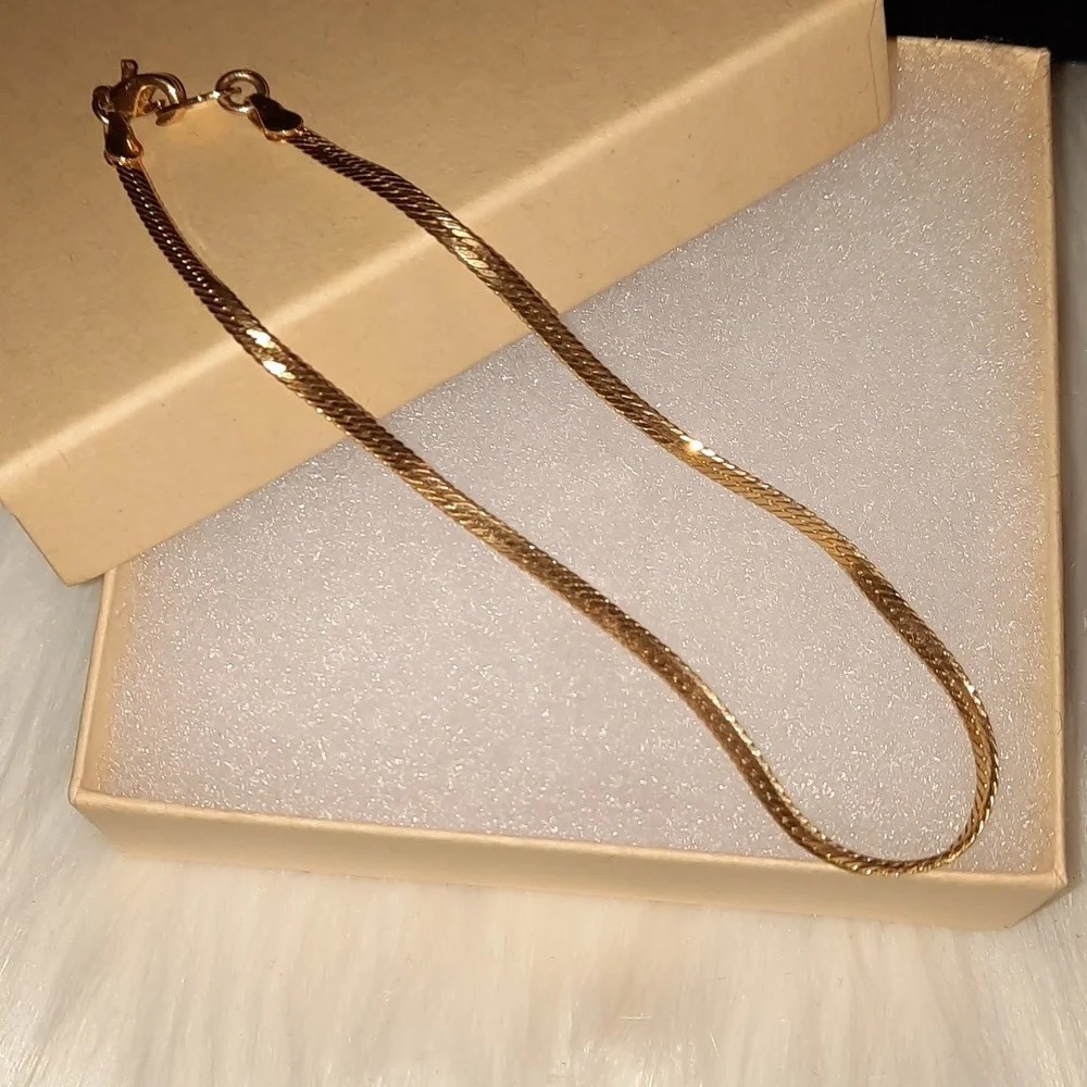 avon gold plated herringbone anklet or bracelet 9 in unisex