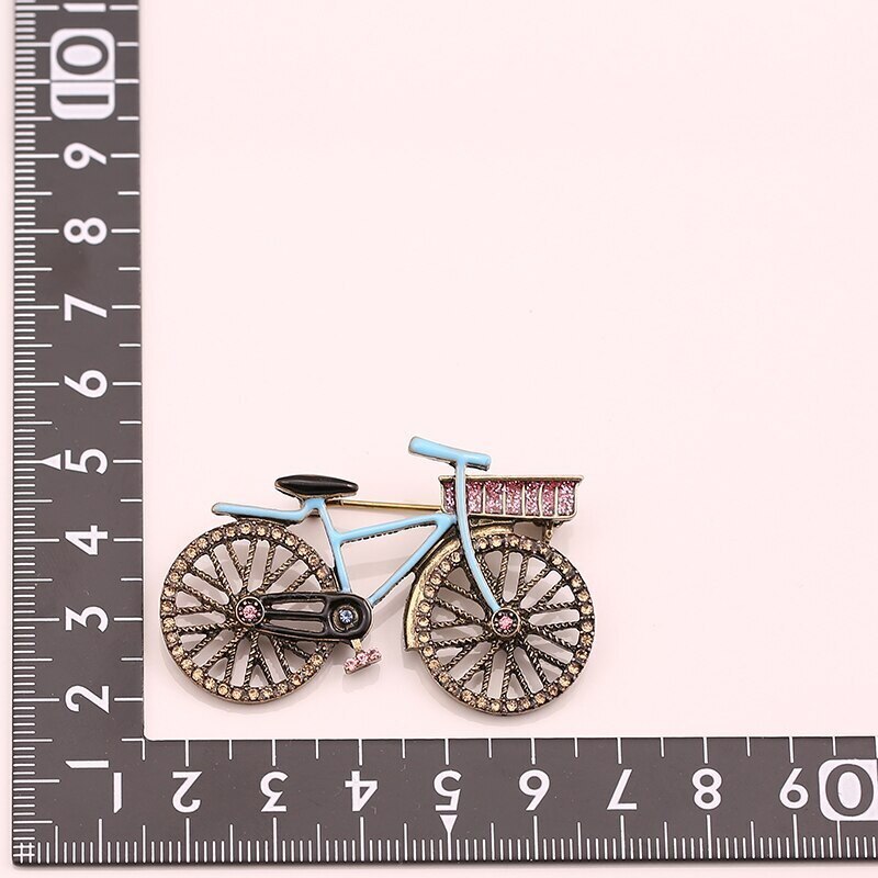 Vintage Enamel Bike Brooch Pin Badge for Women Clothing Accessories Jewelry Gift
