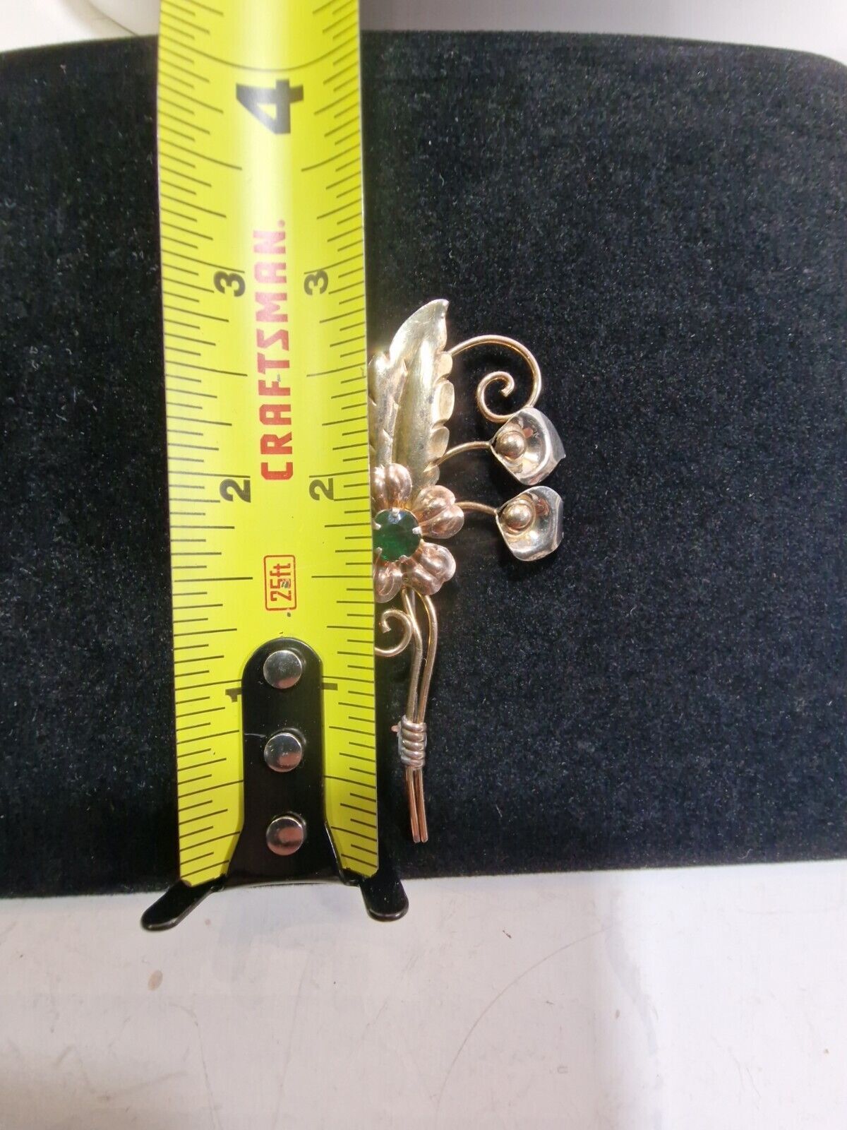 VTG Van Dell 1/20th 12K Gold Fill & Rhinestone Brooch, Silver? ! *66