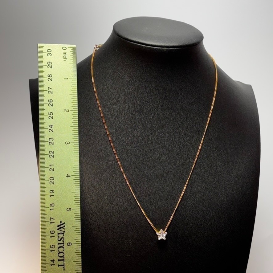 Pendant Necklace Gold Tone Delicate Star Rhinestone Pendant