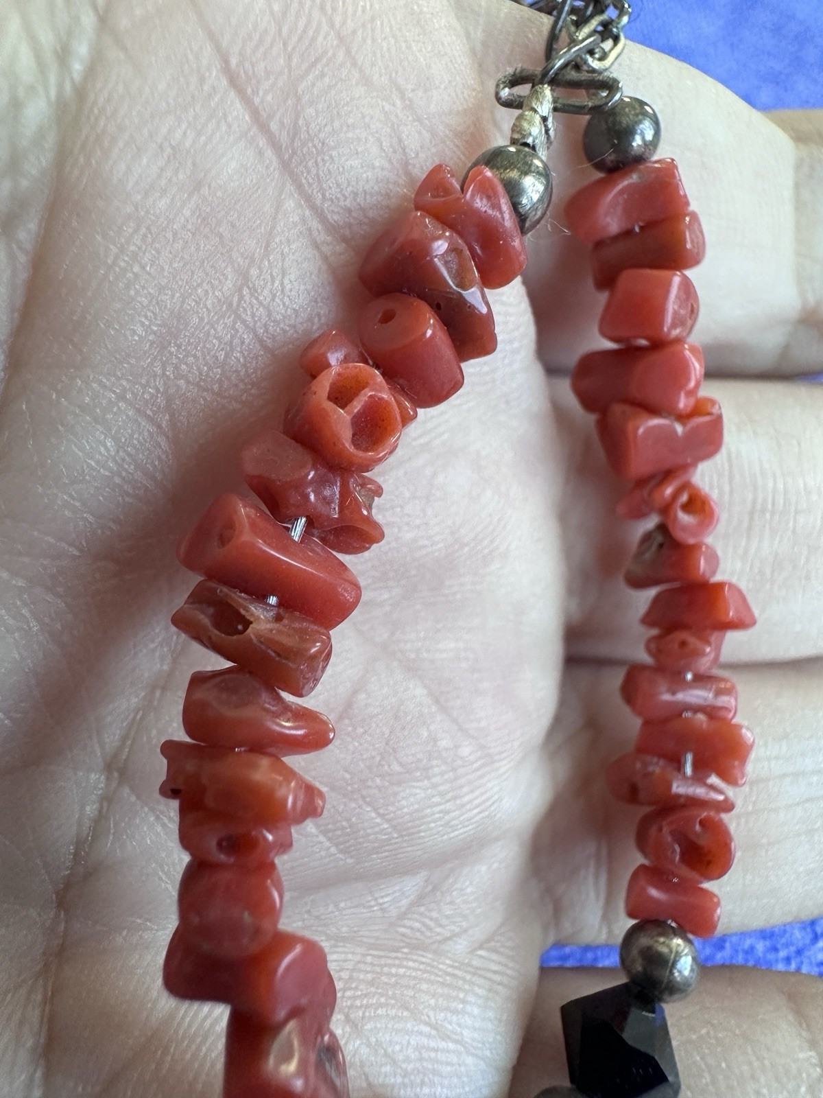 Natural Turquoise Red Coral 925 Sterling Silver Necklace Southwestern Boho