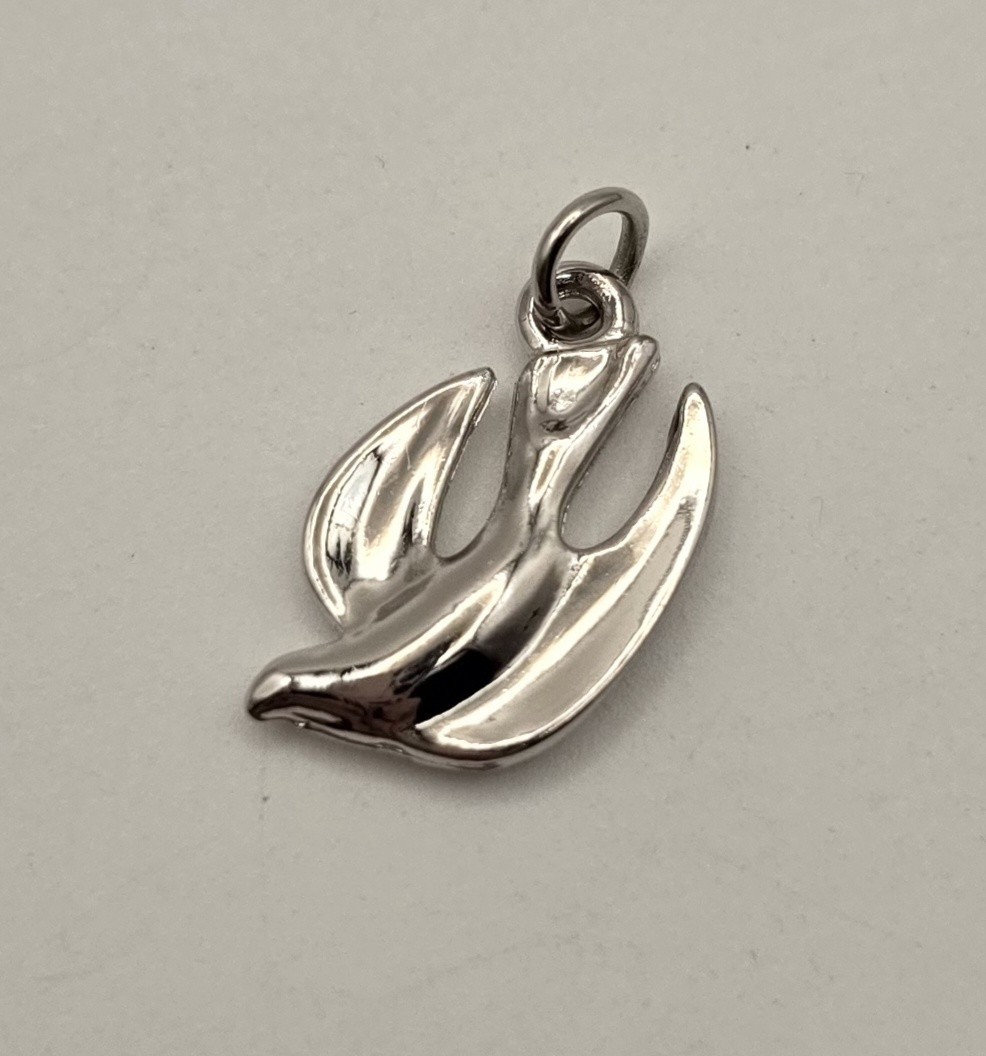 Silver Tone Bird Flying Dove Pendant Charm w/ Bail Birds Theme