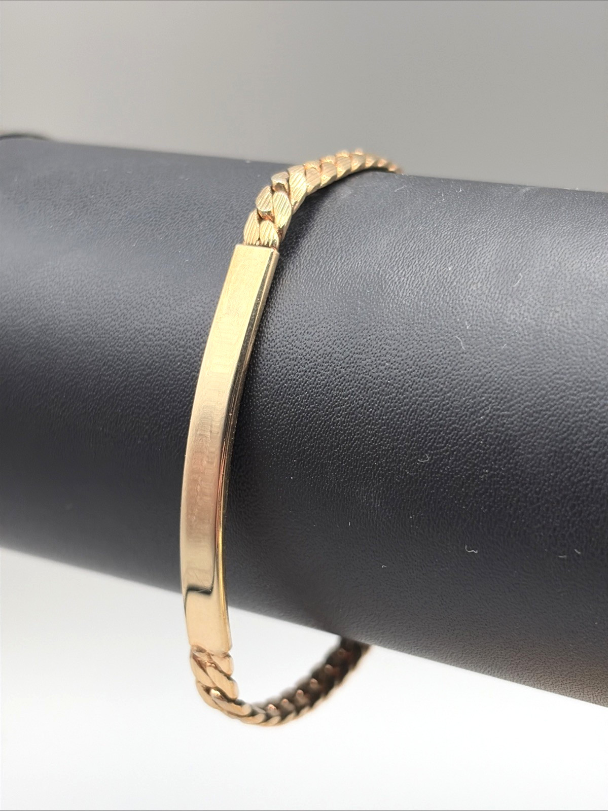 Vintage Avon Gold Tone ID Bracelet 7” Blank Engravable Bar Curb Chain