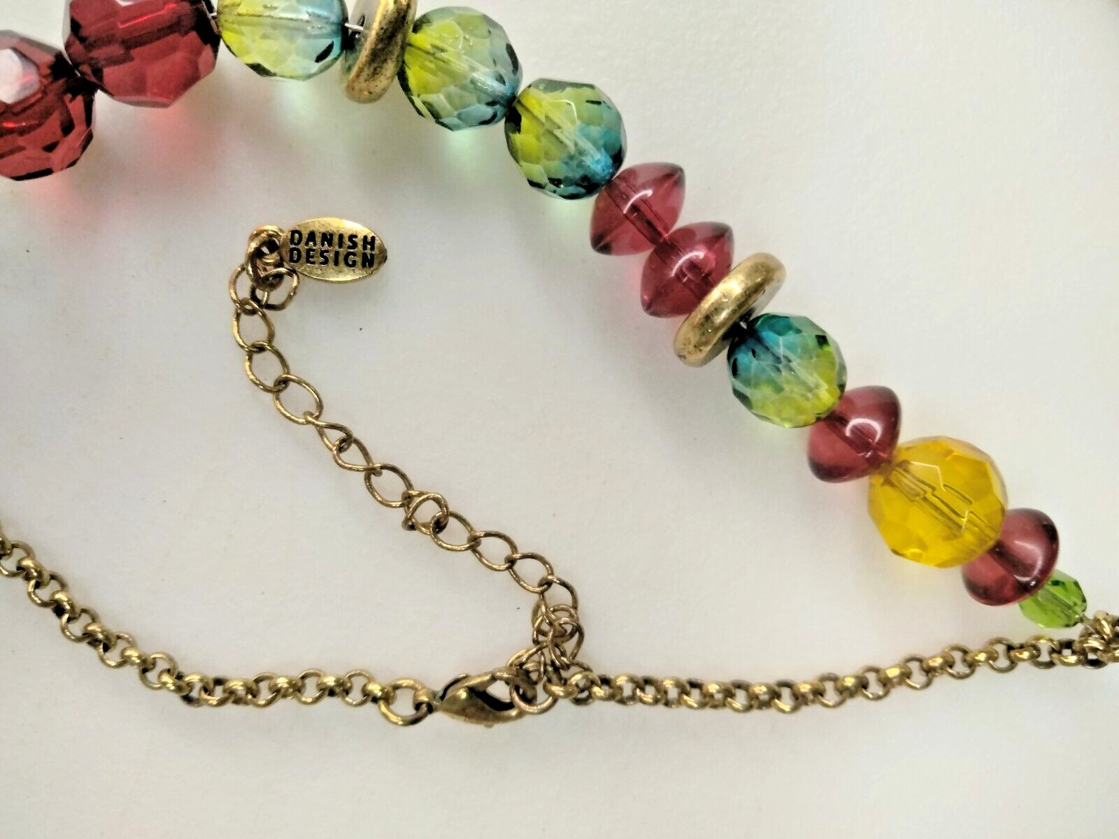 Beautiful Danish Design Pilgrim glass beaded necklace rhinestone gold spacer