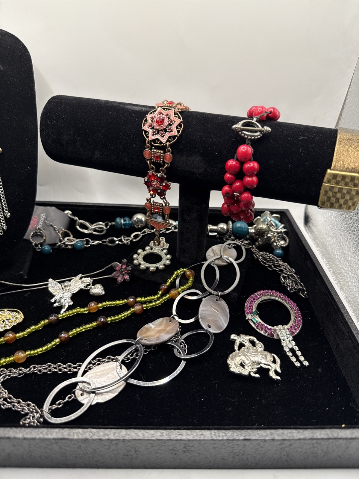 Vintage Lot of 15 Necklaces, Bracelets, Earrings And/or Brooches See Pics