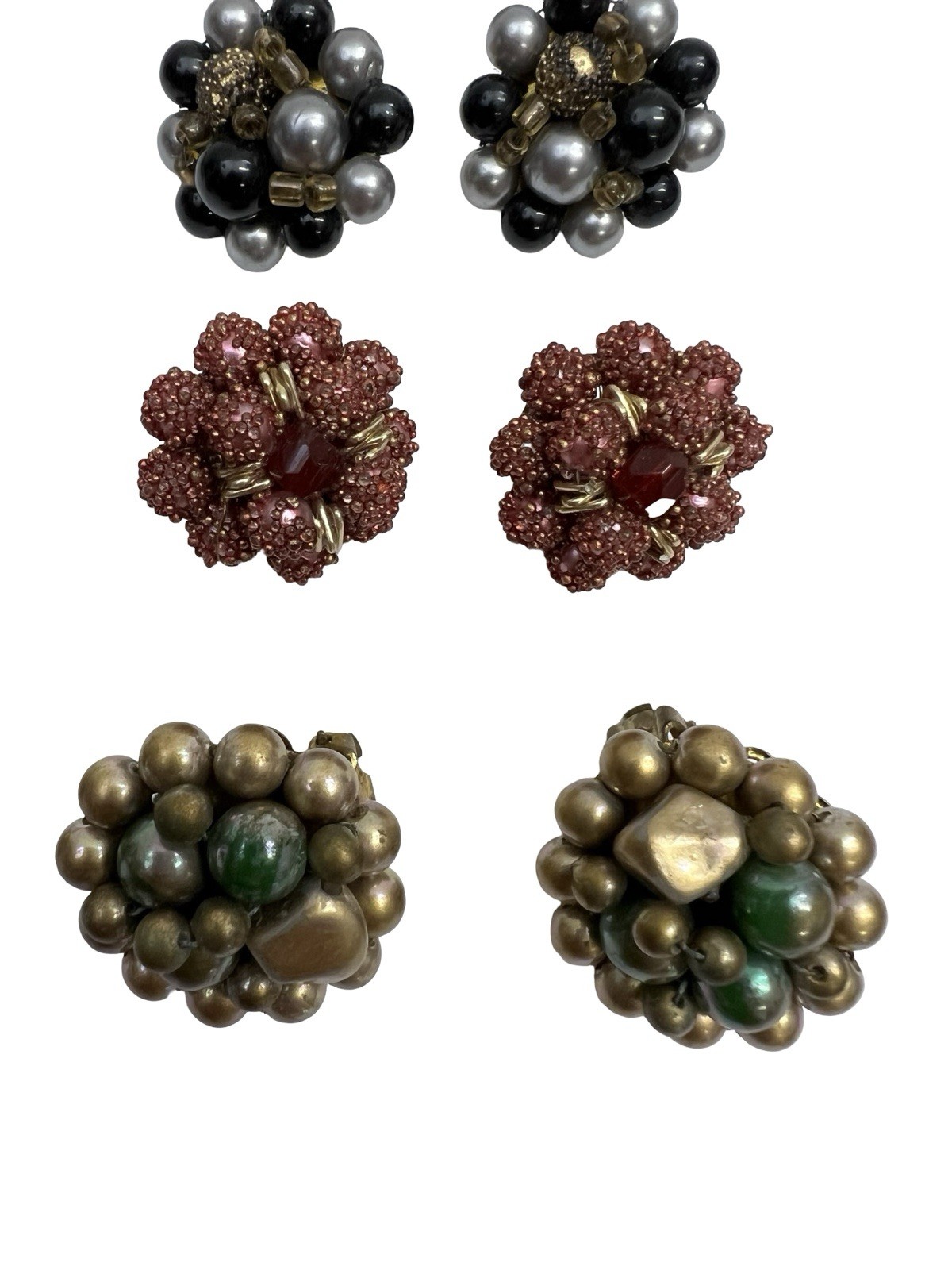Vintage Costume Jewelry Clip On Earrings Trifari Japan Hong Kong Lot of 14