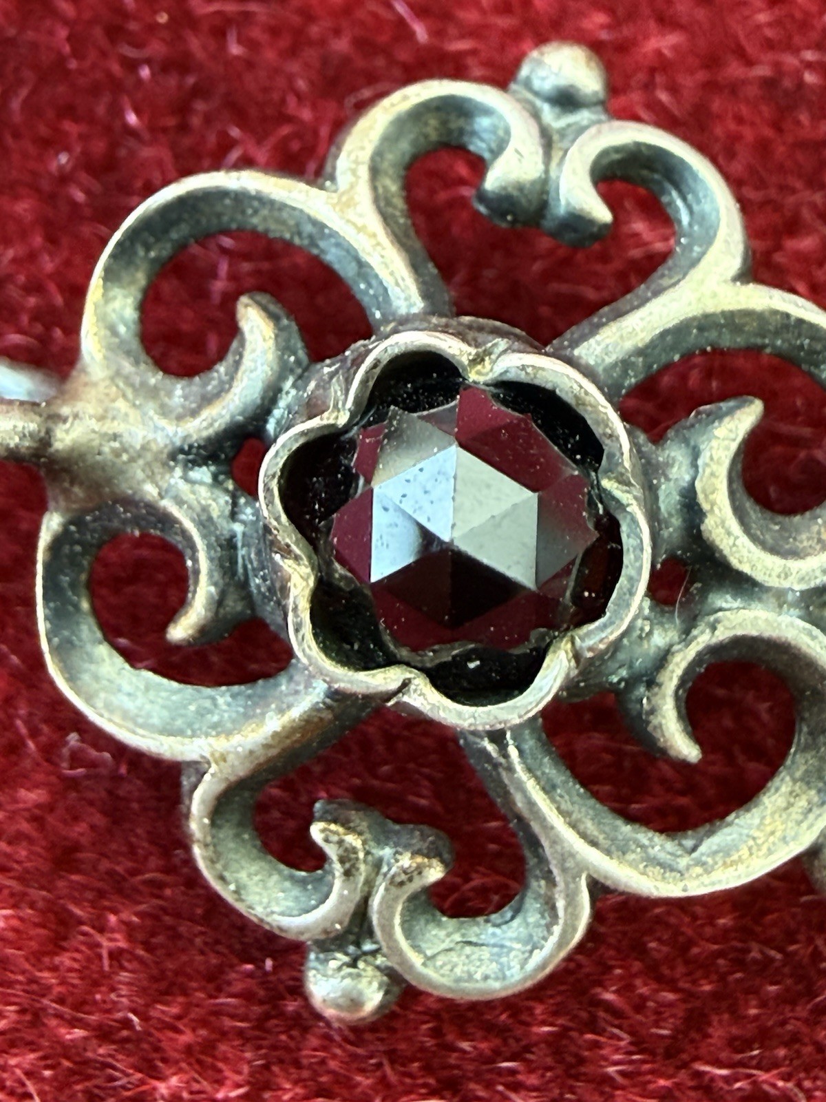 Antique Silver&Pyrope Garnets Rose-cut Filig.Armband Bracelet Jugendstil Austria
