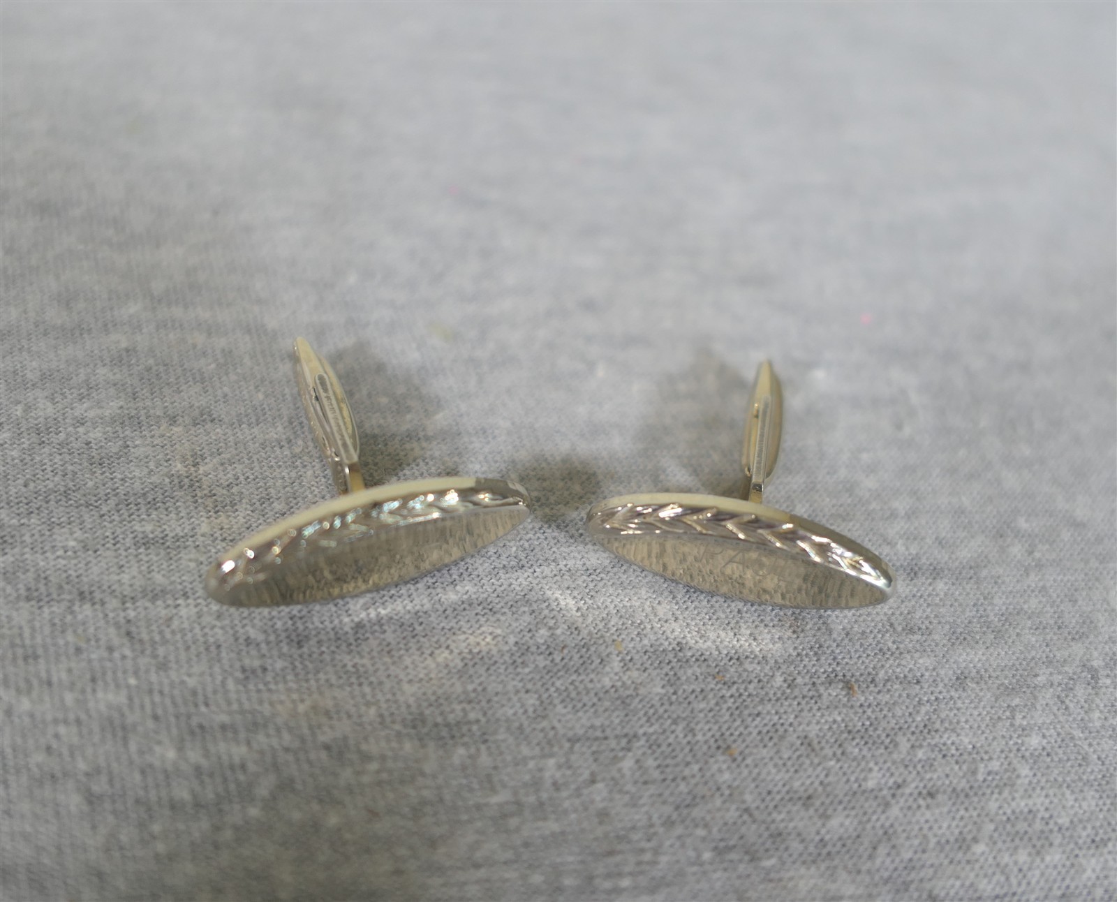 Vintage Pair Gold Tone Metal Alloy Personalized “Paul” Leaf Frond Cufflinks