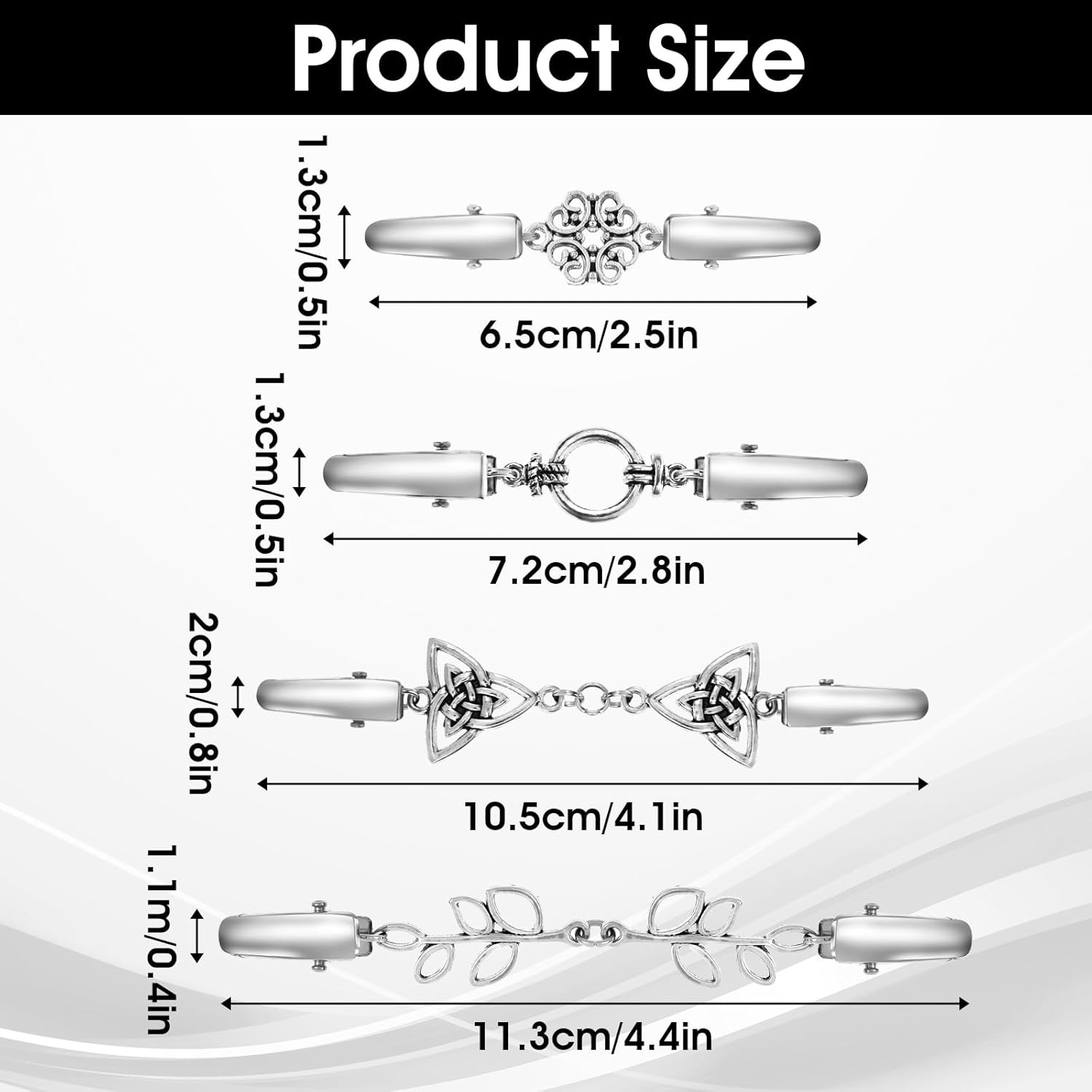 4pcs Shirt Clips for Women Silver Sweater Clips Dress Clips Back Cinch Vintage