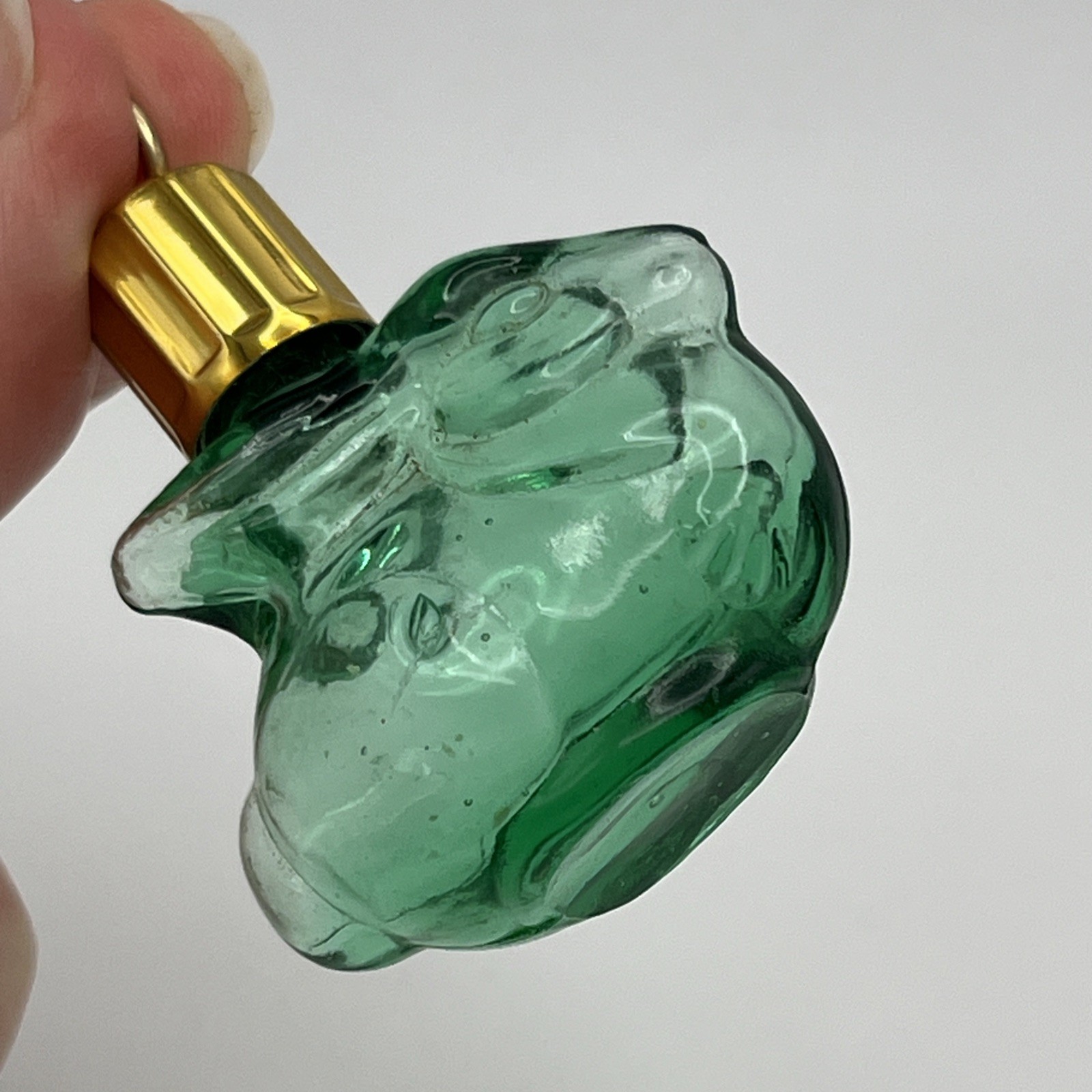 Vintage Max Factor Green Glass Rabbit Perfume Pendant