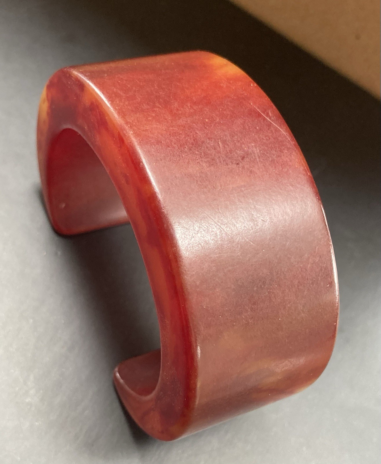 Vintage Awesome Bracelet Cuff Resin Reddish-Orange SMALL