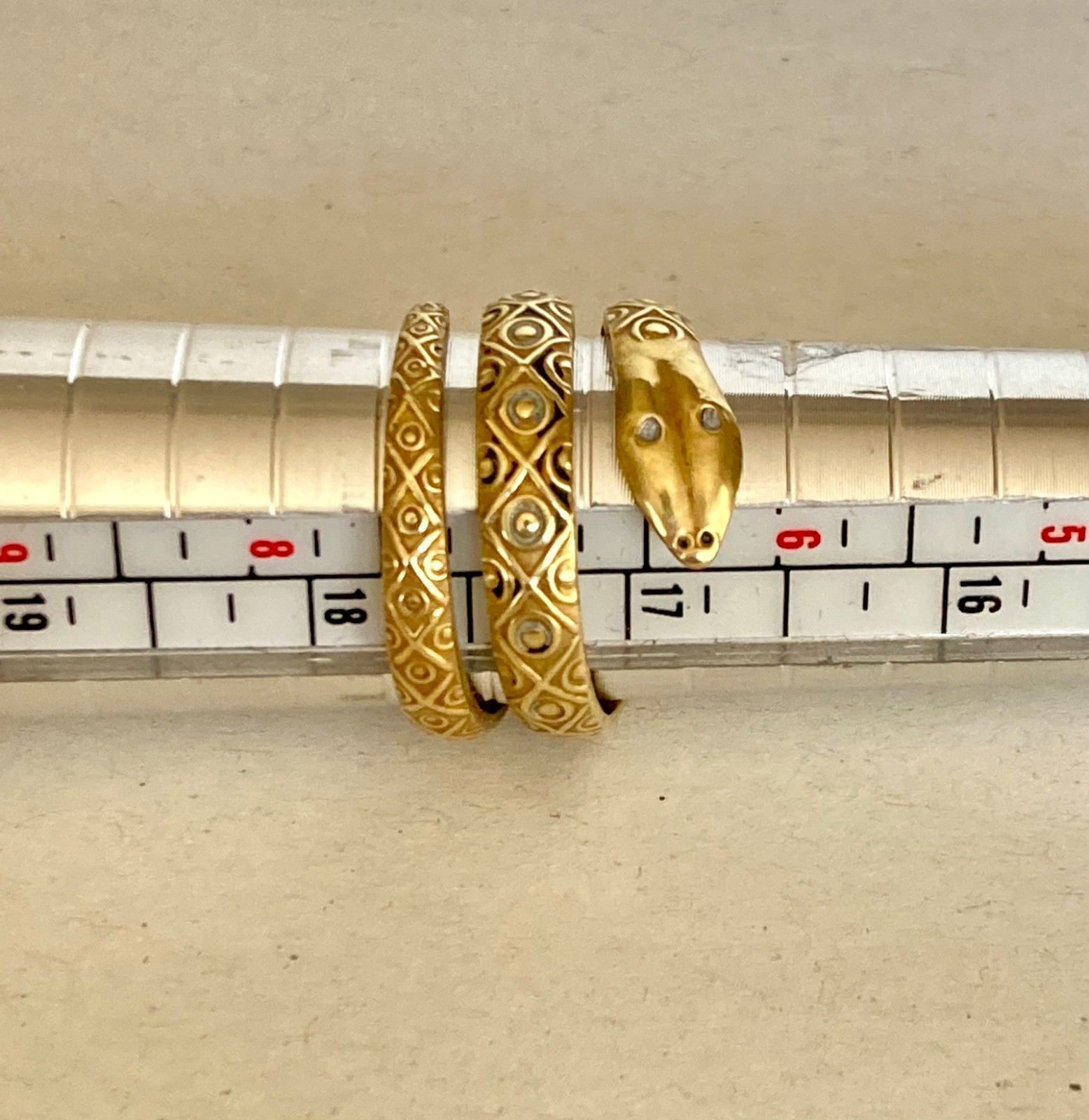 Vintage Gold over brass Coiled Snake Ring – Spain
