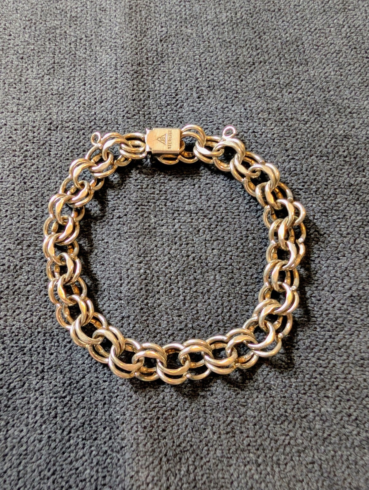 Vtg JB Jacoby Bender STERLING Silver Double Link Charm Bracelet .7oz 18g