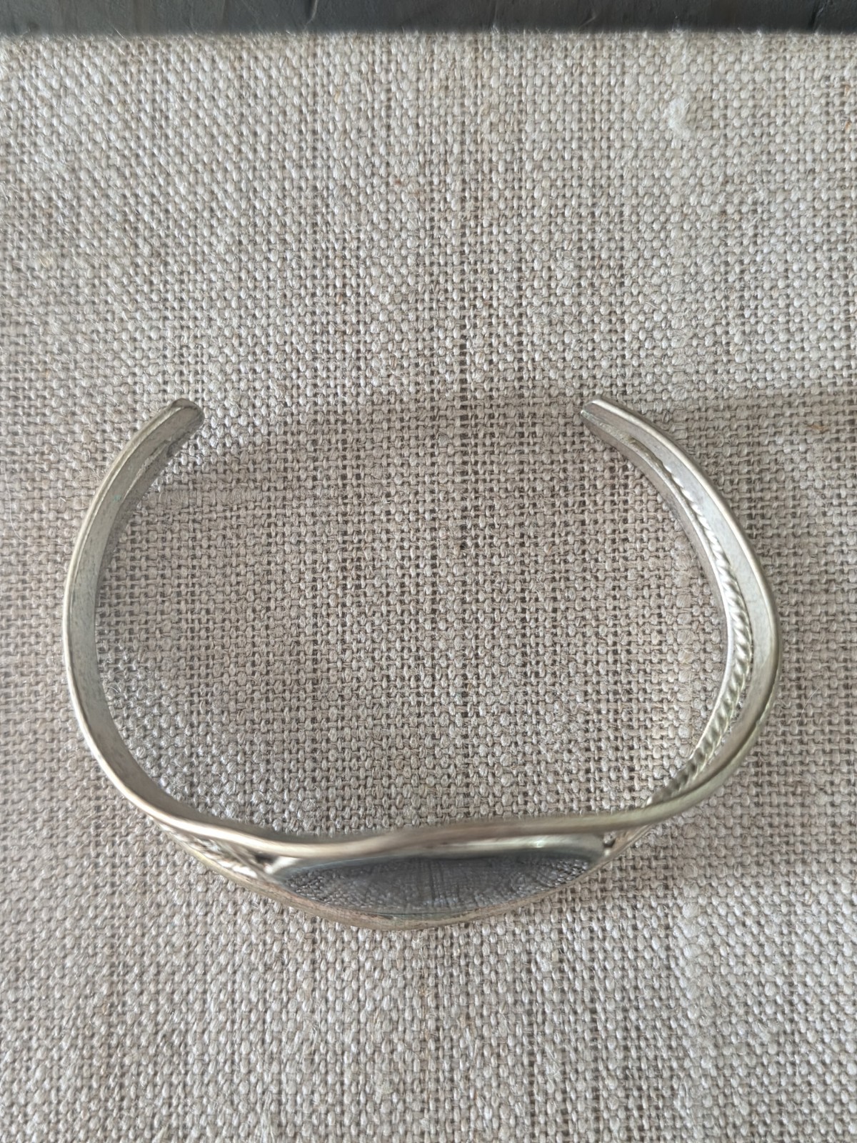 Alpaca Mexico Abalone Open Cuff Bangle Bracelet Silver Tone Vintage